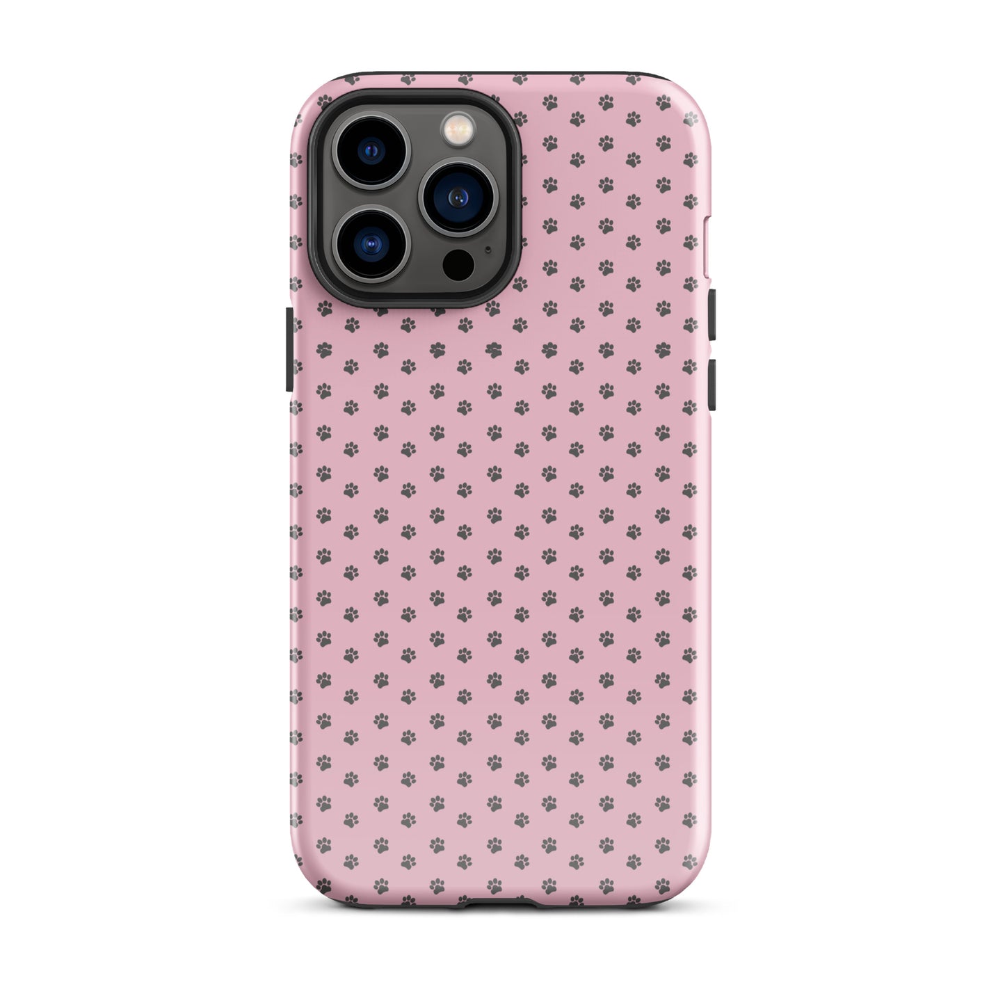 Phone Case for iPhone with pink paw-print design, cute and protective cover, ideal for pet lovers, playful accessory.