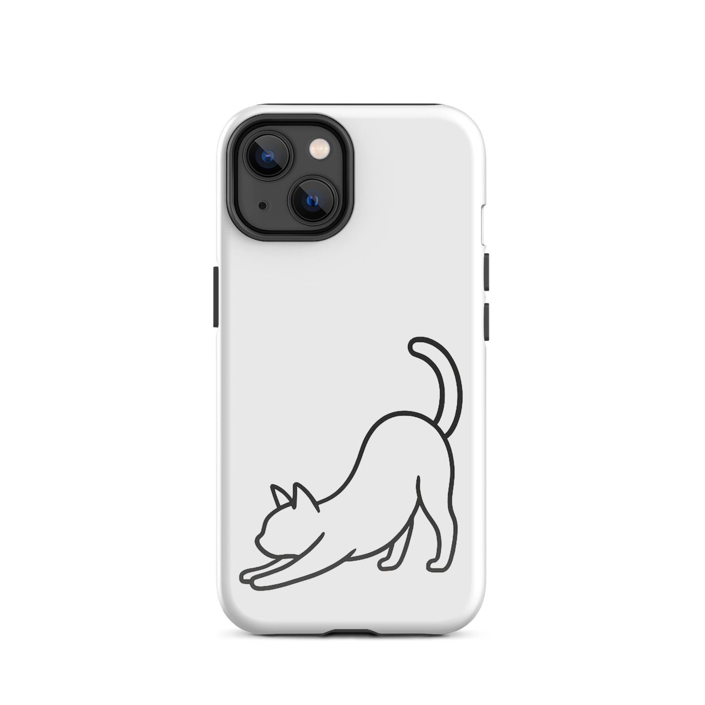 Phone Case featuring a minimalist stretching cat design with dual-layer protection for impact resistance.
