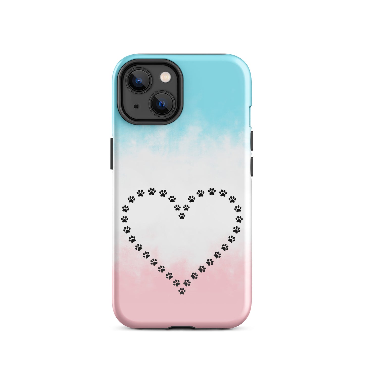 Phone Case for iPhone featuring a heart design made of paw prints, perfect for pet lovers.