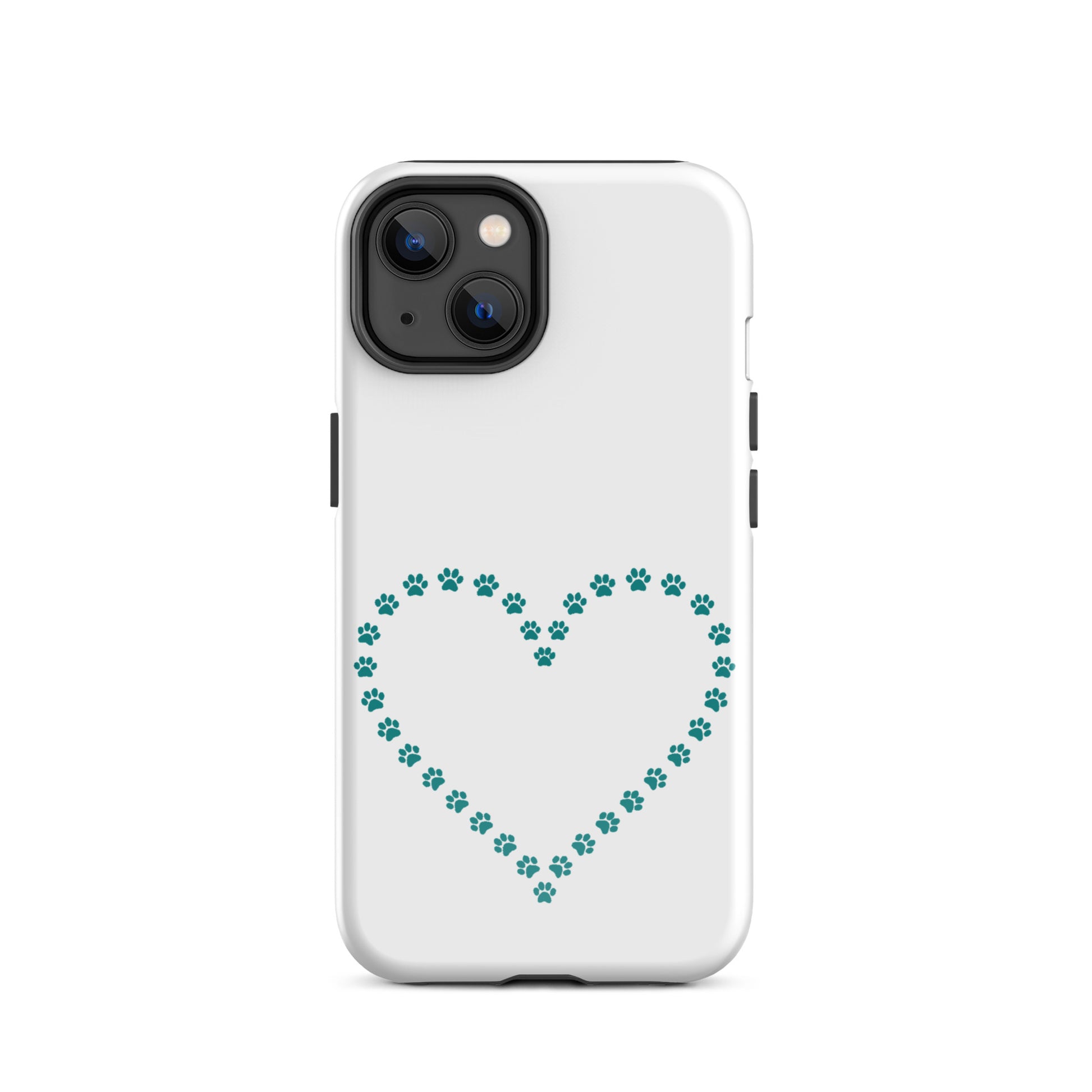 Phone Case for iPhone featuring a cute heart design made of paw prints for pet lovers.