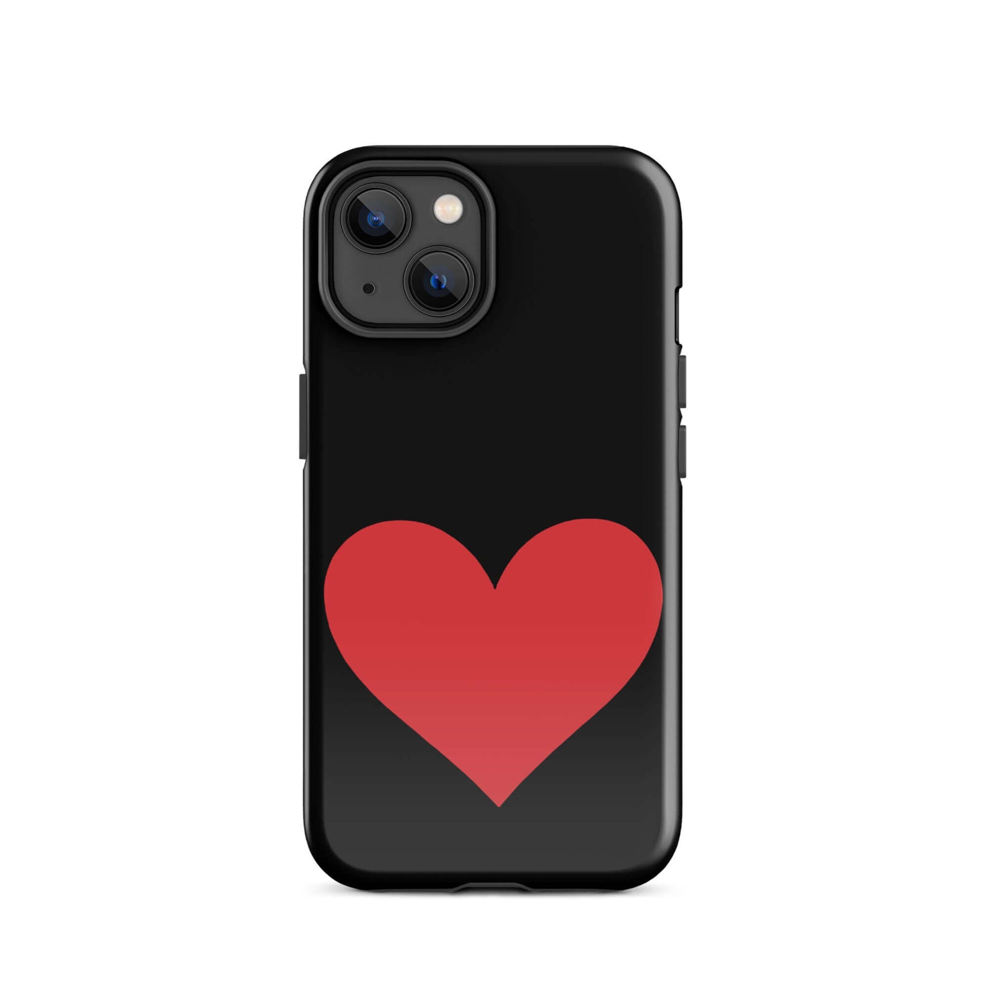 Phone Case for iPhone featuring a bold red heart graphic on a black background, showcasing style and protection.