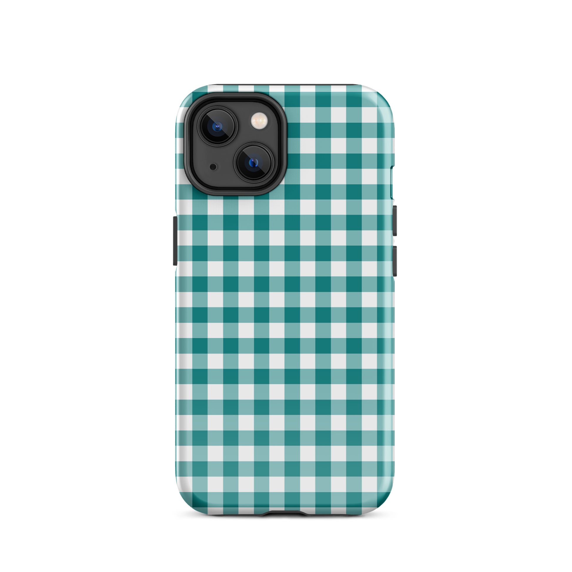 Teal and white gingham pattern Phone Case for iPhone, offering chic style and protection.