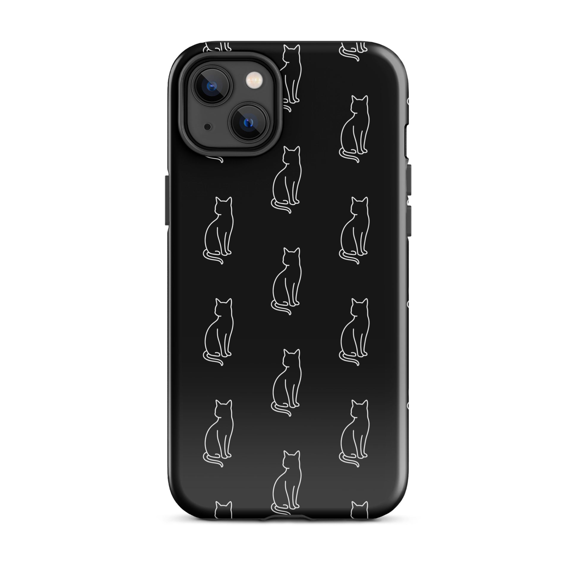 Phone Case featuring a minimalist pattern of sitting cats, perfect for feline fans who love stylish aesthetics.