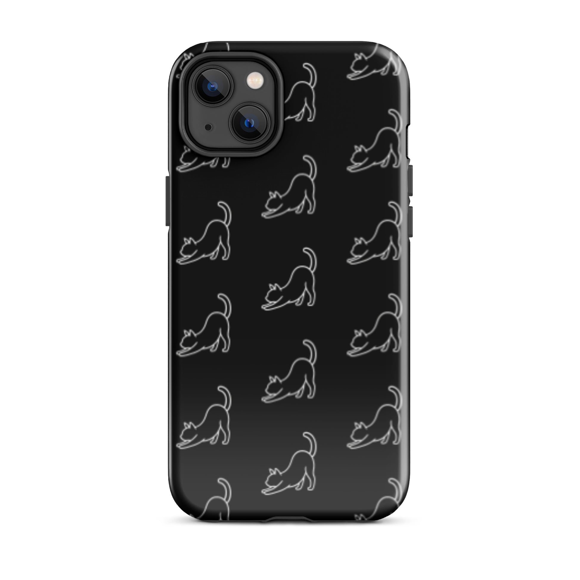 Phone Case featuring minimalist stretching cat pattern, perfect for cat lovers seeking style and protection.