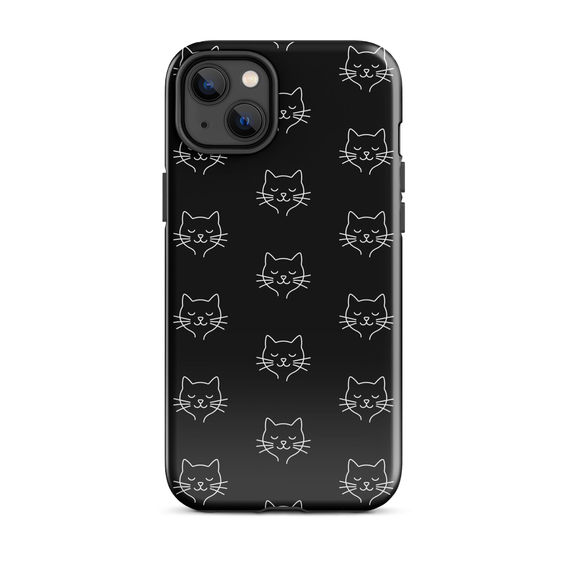Phone Case for iPhone featuring a cute minimalist cat pattern design, perfect for cat lovers.