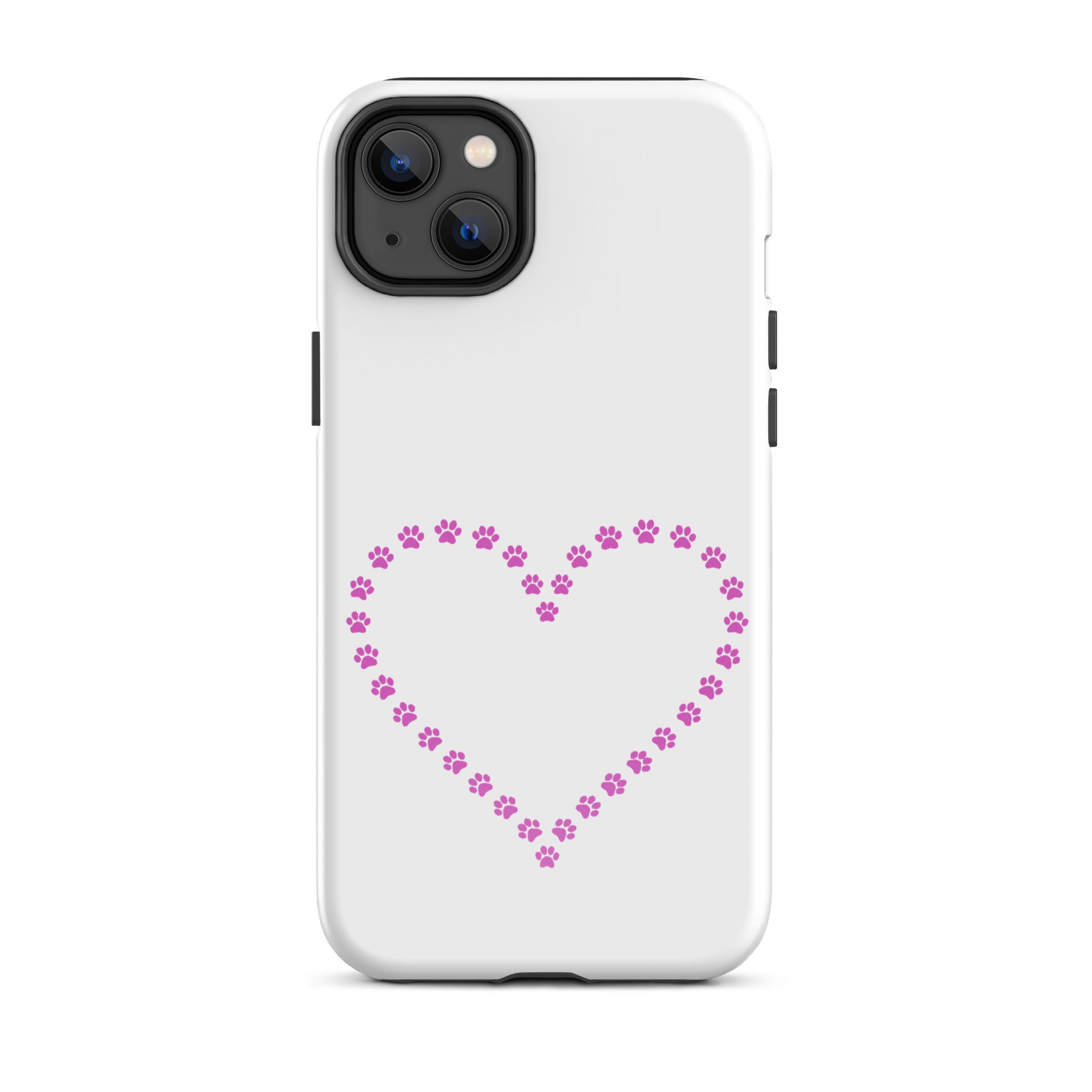 Phone Case for iPhone featuring a cute heart made of pink paw prints, perfect for pet lovers.