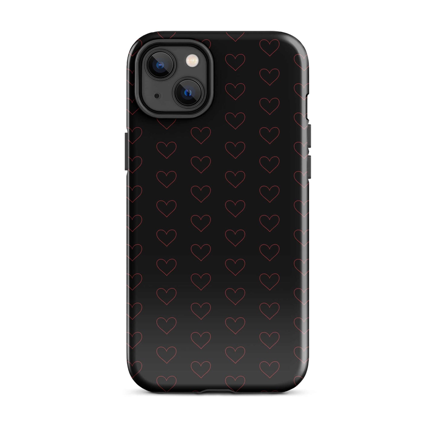 Phone Case for iPhone featuring a stylish crimson heart pattern on a sleek black background.