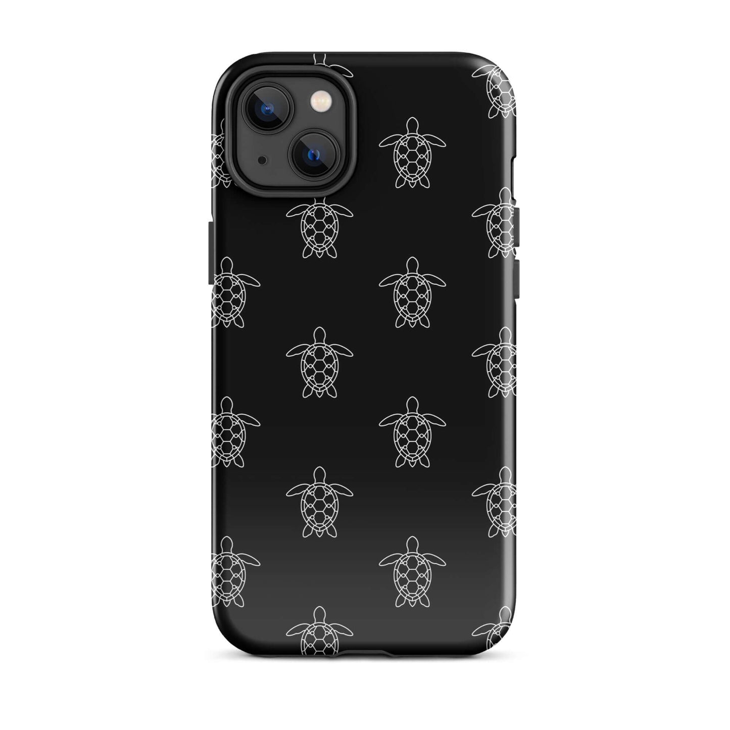 Phone Case for iPhone featuring a minimalist sea turtle pattern on a sleek black background.
