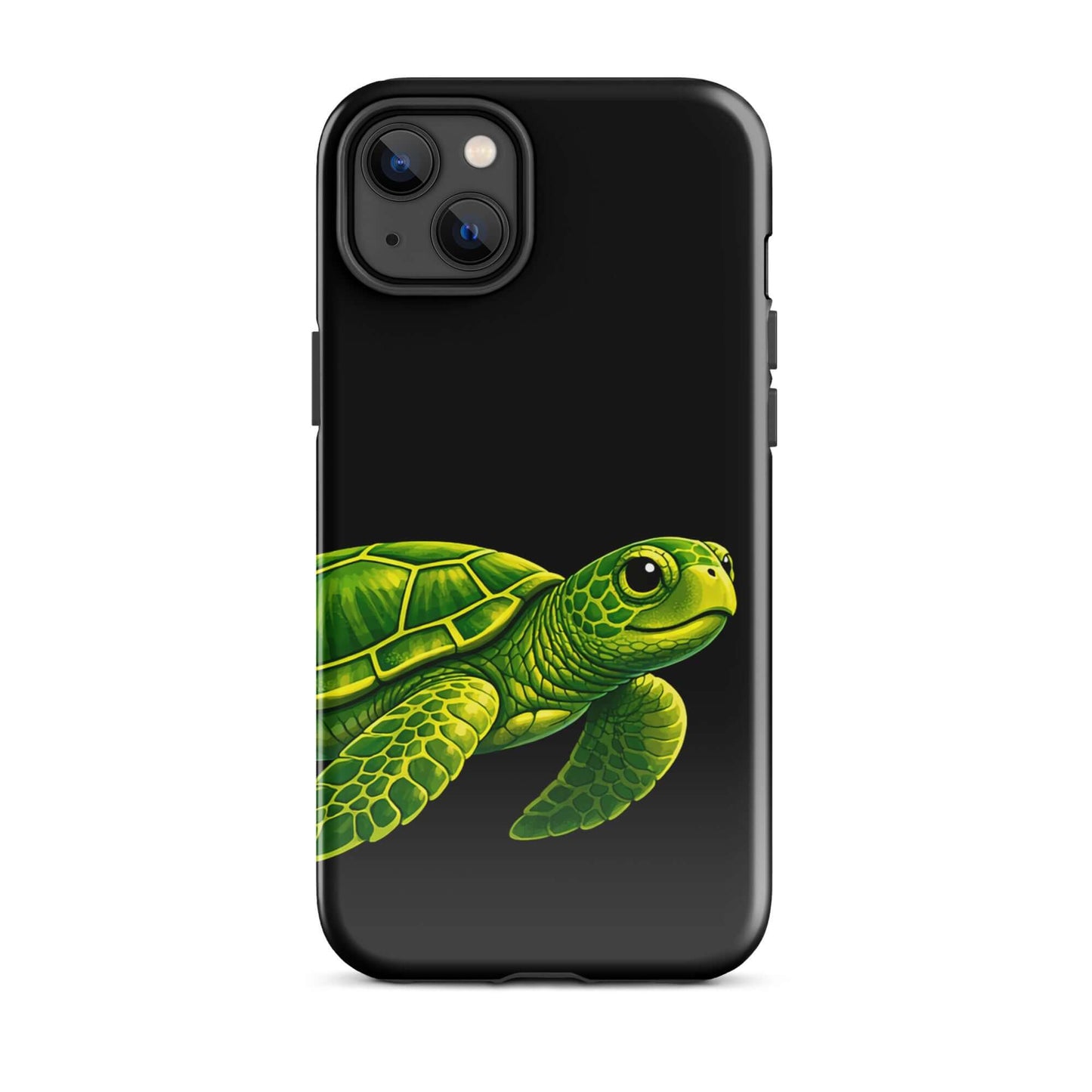 Phone Case featuring a vibrant sea turtle design on a black background for stylish protection.