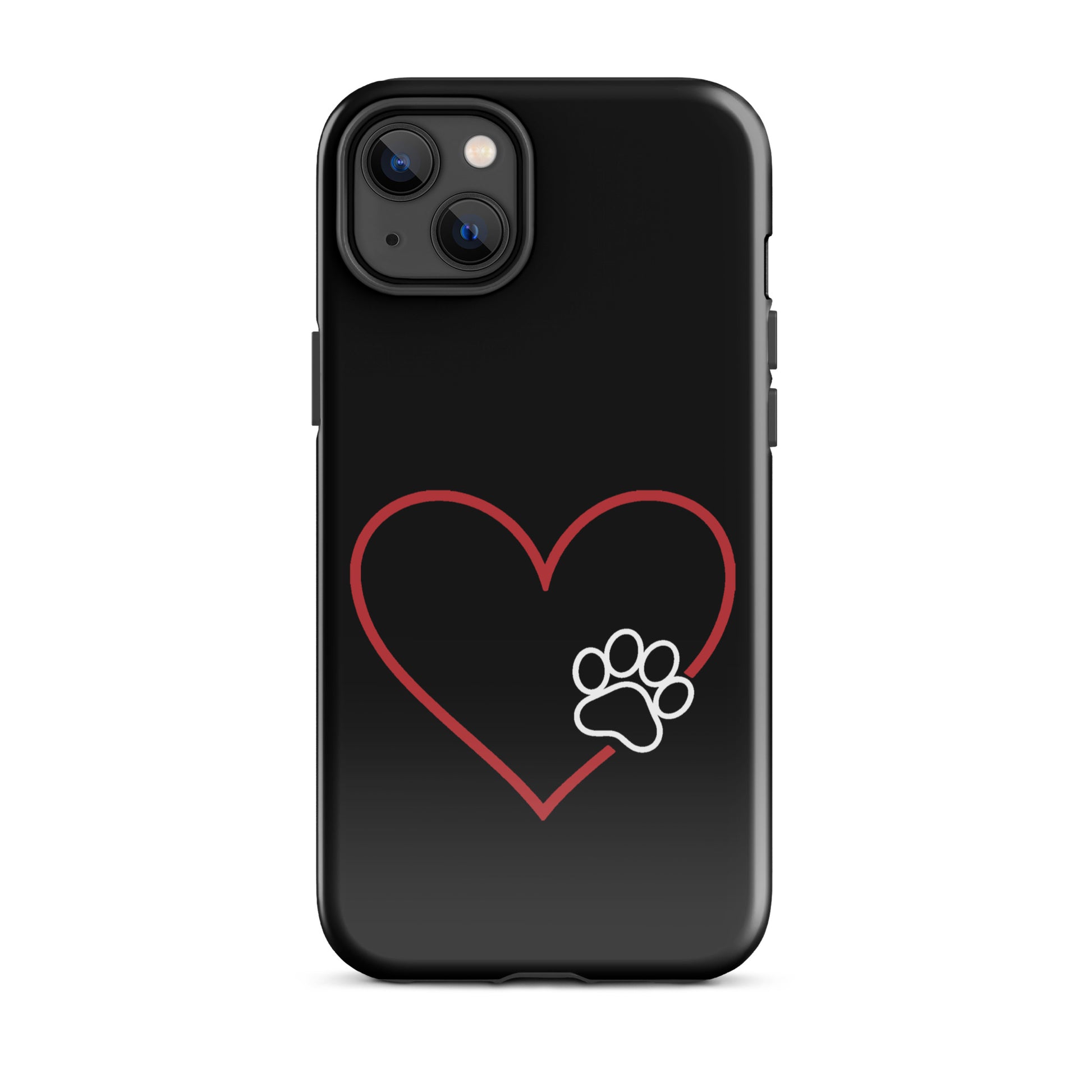 Phone Case with heart outline and paw print design for pet enthusiasts