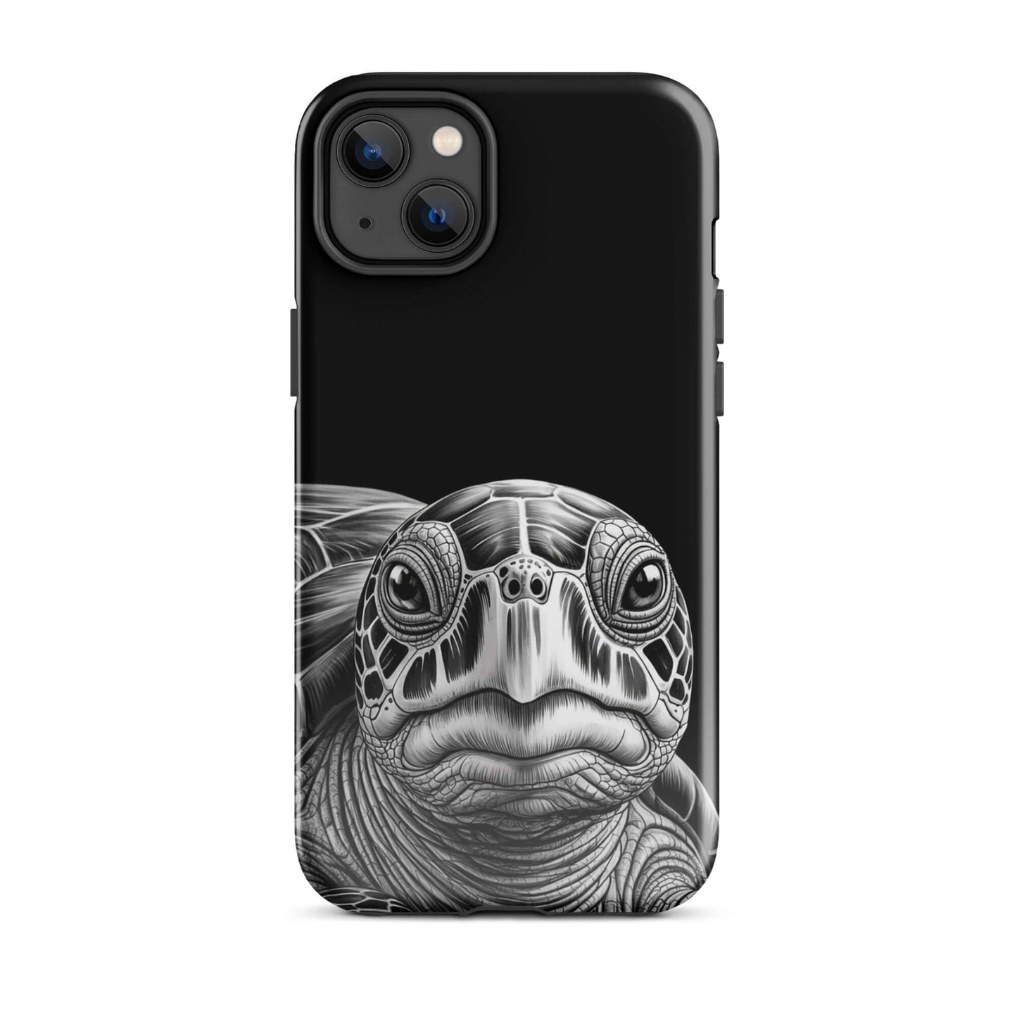 Phone Case for iPhone featuring ancient sea turtle art in black and white, blending luxury and protection with a realistic sketch design.