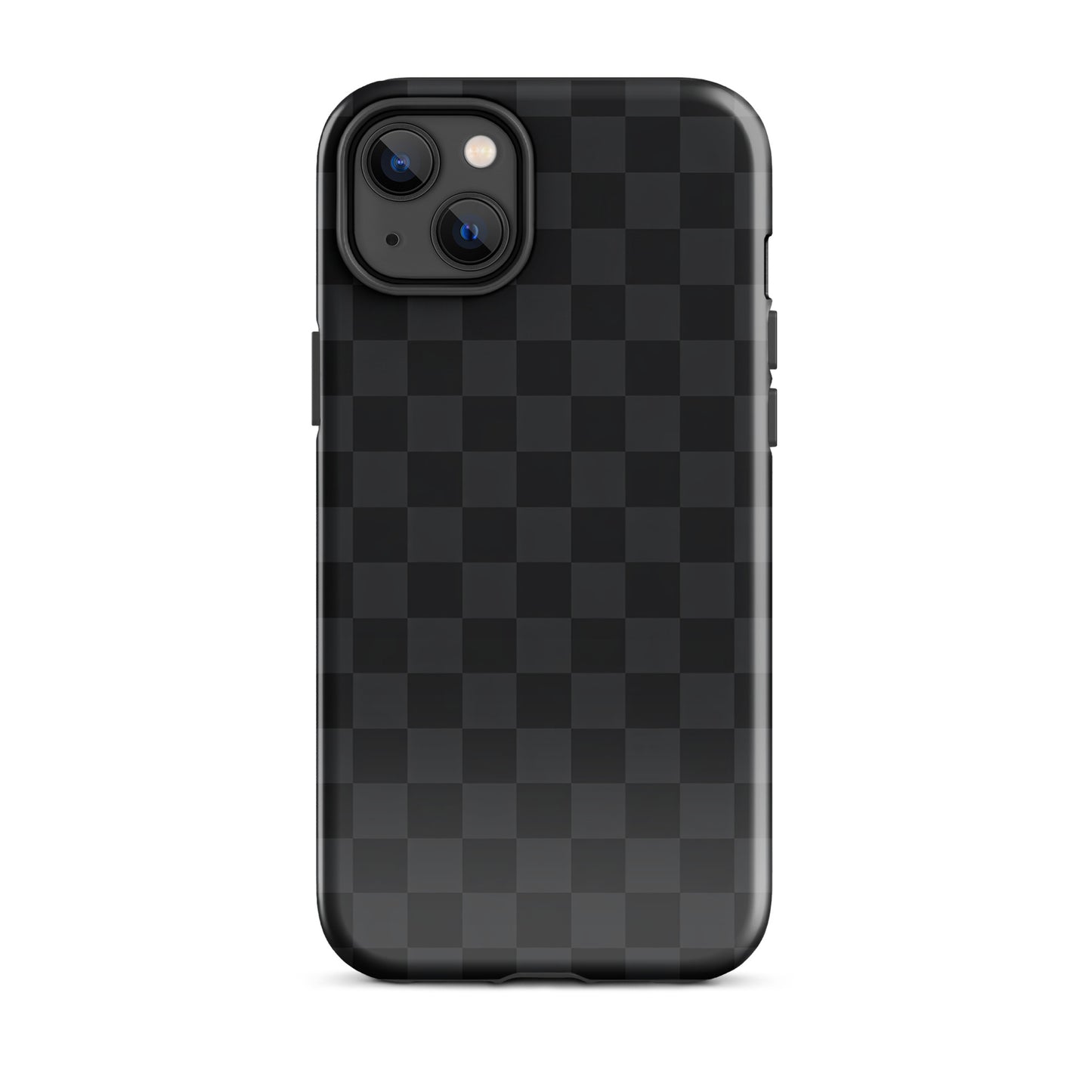 Phone Case for iPhone with black and charcoal checkered design, modern and sleek for minimalists, protects your device stylishly.