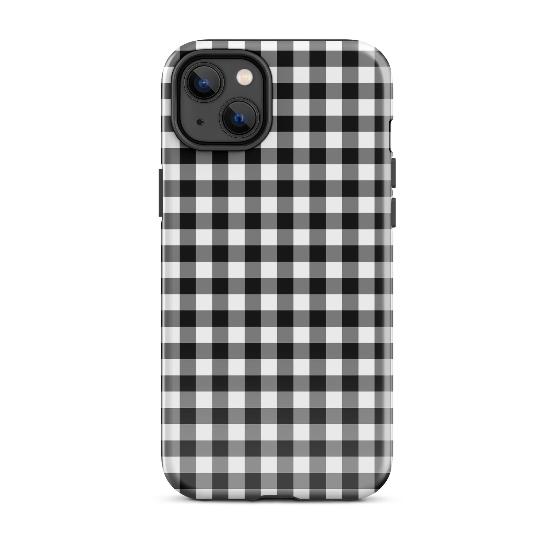 Phone Case for iPhone with black and white gingham pattern, stylish and durable accessory
