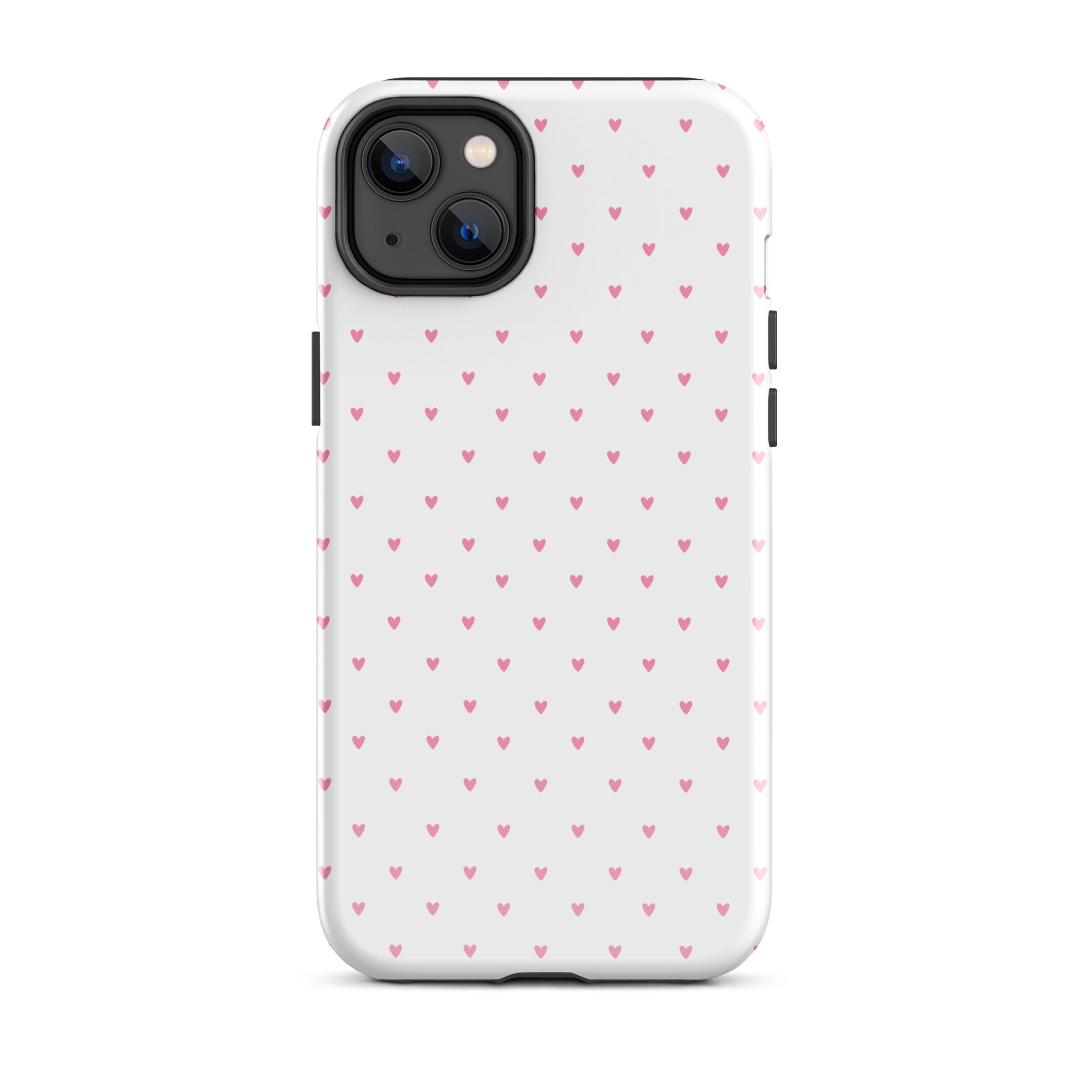 Phone Case for iPhone with heart-dot pattern, featuring tiny hearts on a bold background, combining minimalist and playful style.