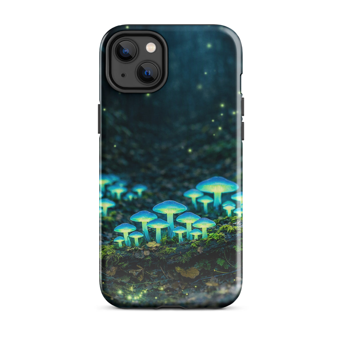 Phone Case featuring glowing bioluminescent forest mushrooms in a misty woodland scene, perfect for iPhone users seeking a magical accessory.