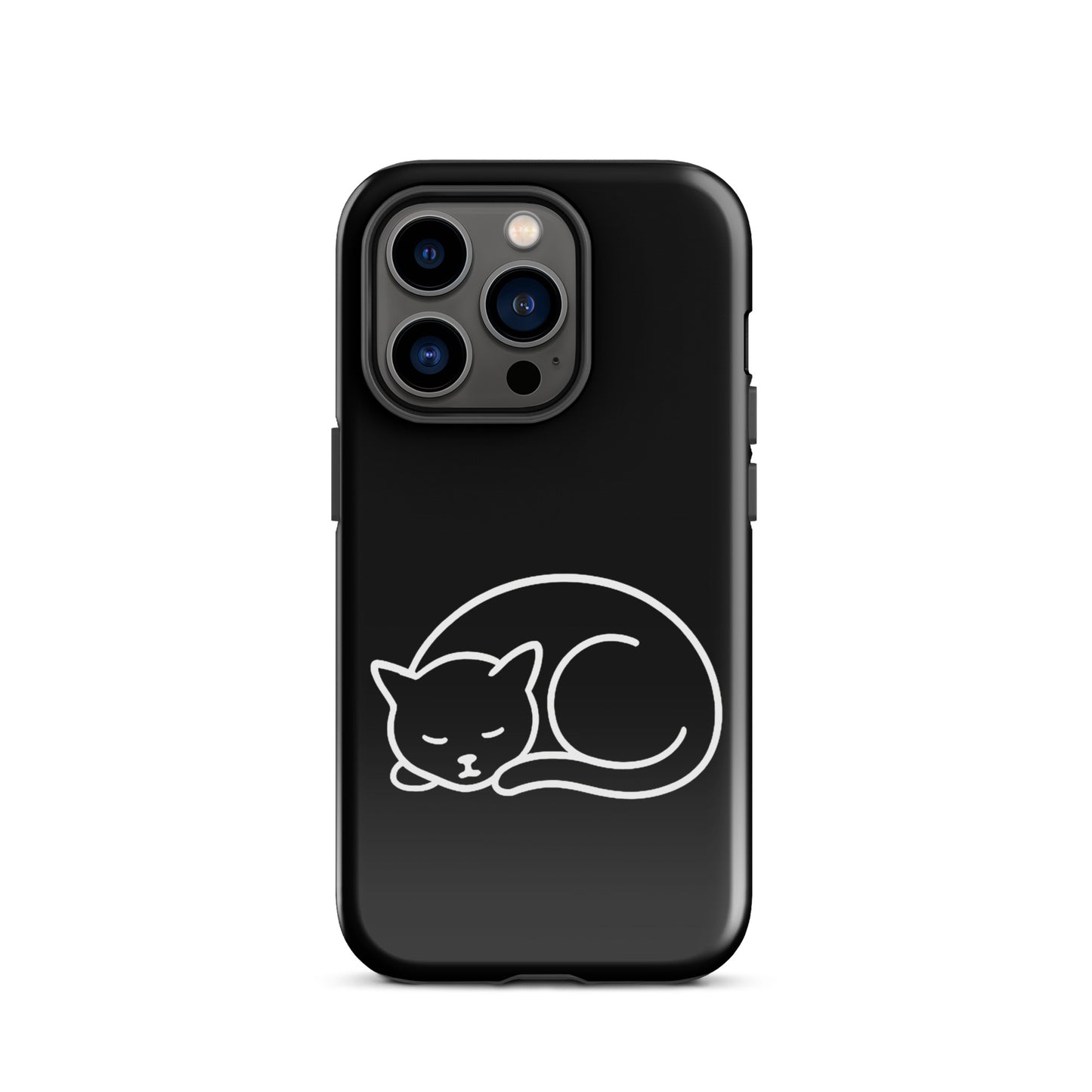 Phone case for iPhone featuring minimalist curled-up cat design, perfect for feline lovers.