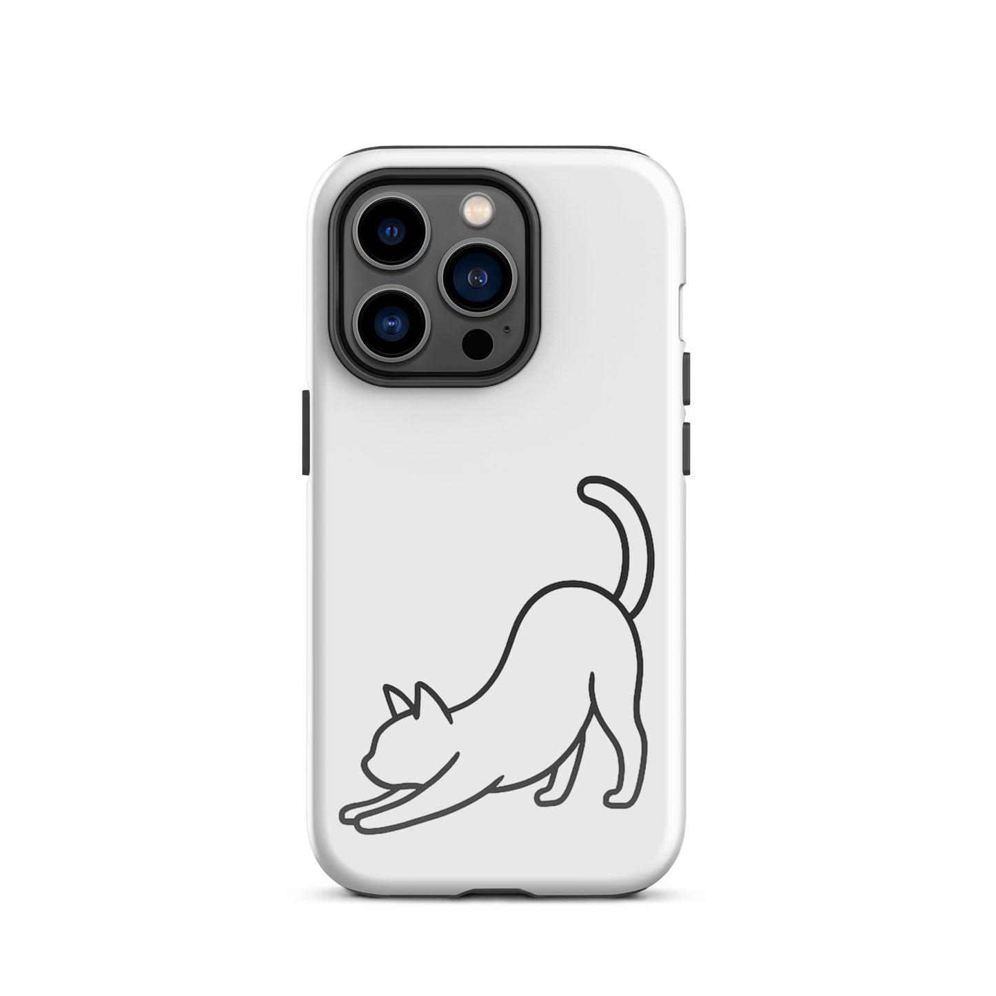 Phone Case featuring a minimalist stretching cat design with dual-layer protection for your device.