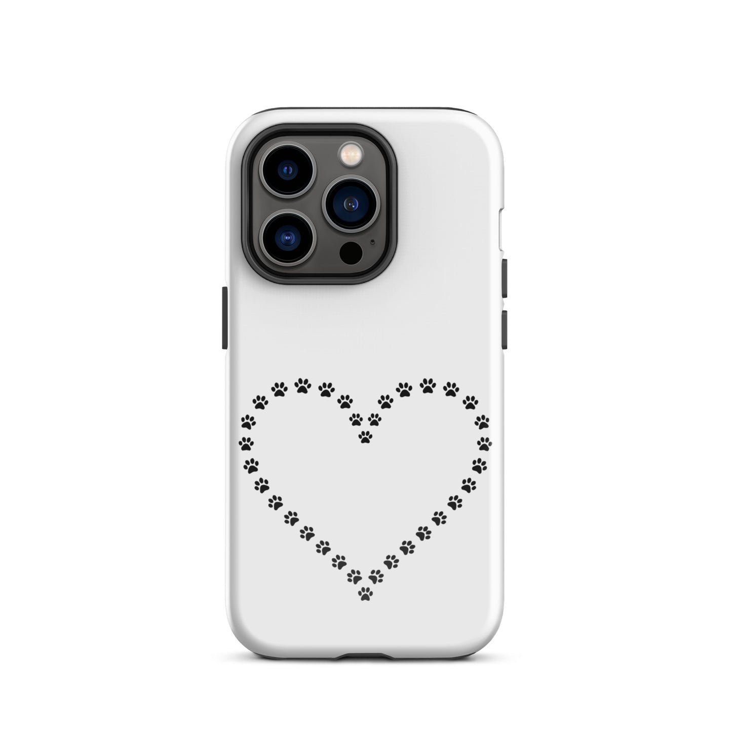 Phone Case for iPhone with cute paw print heart design for pet lovers, offering style and protection.
