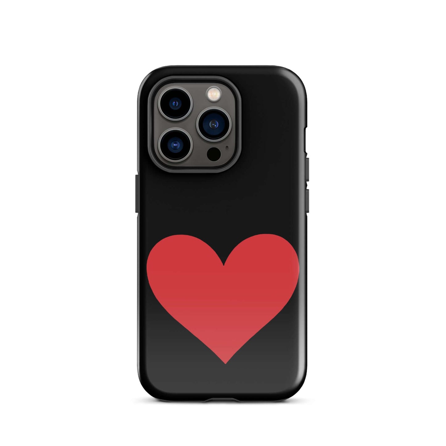 Phone Case for iPhone featuring a bold heart design on a black background in vibrant colors.
