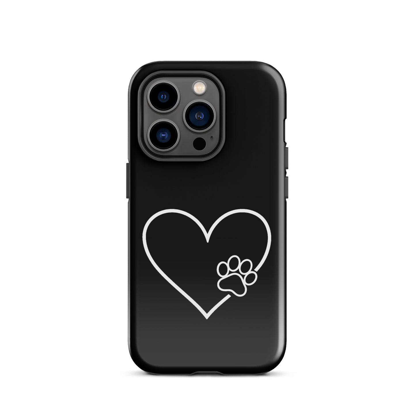 Phone Case for iPhone with black paw and white heart design, perfect for pet lovers seeking stylish protection and loyalty symbolism.