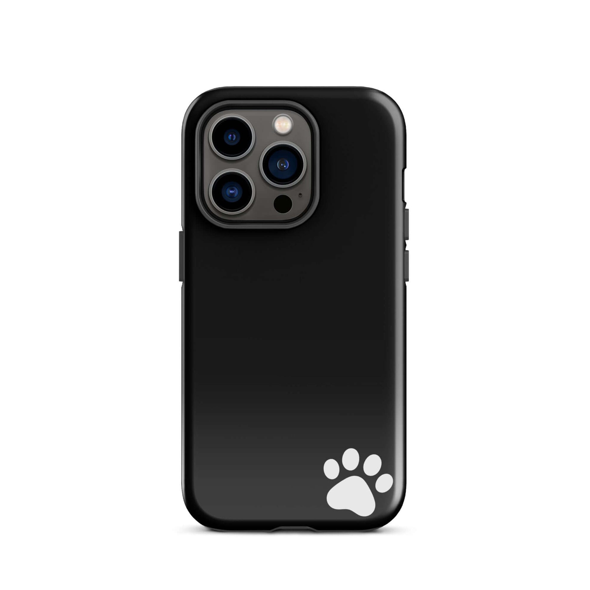 Phone Case for iPhone with paw print minimalist black tough design, sleek and modern for pet lovers.