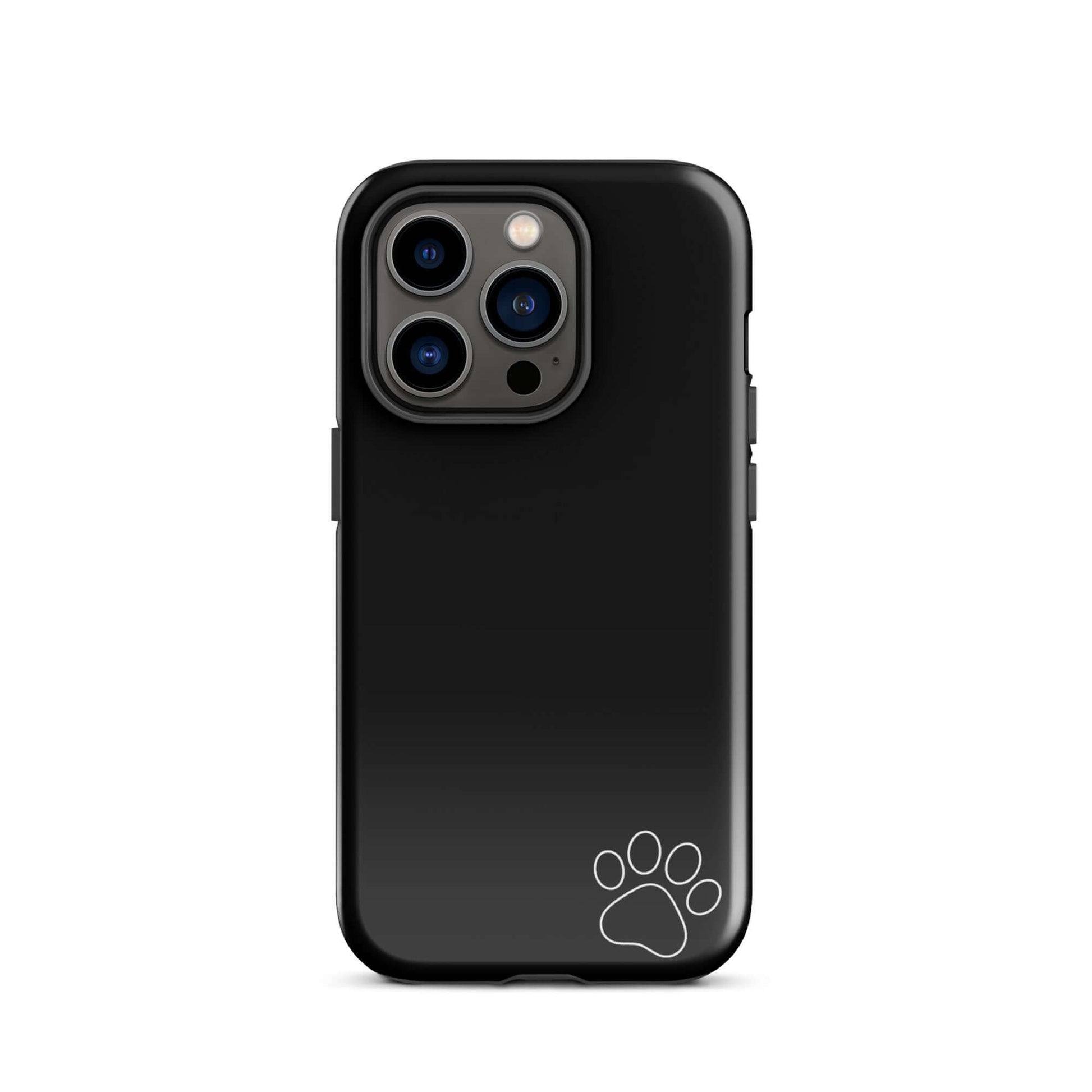 Phone Case for iPhone with minimalist black design and white paw print in the corner, perfect for pet lovers and modern style enthusiasts.