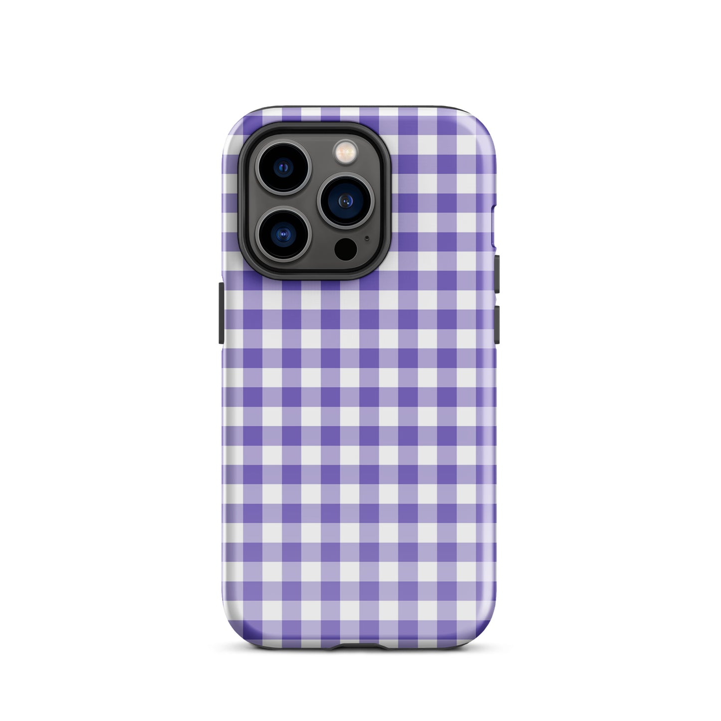 Purple and white gingham Phone Case for iPhone, stylish and durable design.