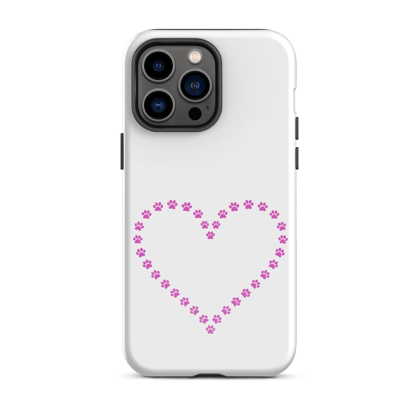 Phone Case for iPhone featuring a cute paw print heart design, perfect for pet lovers.