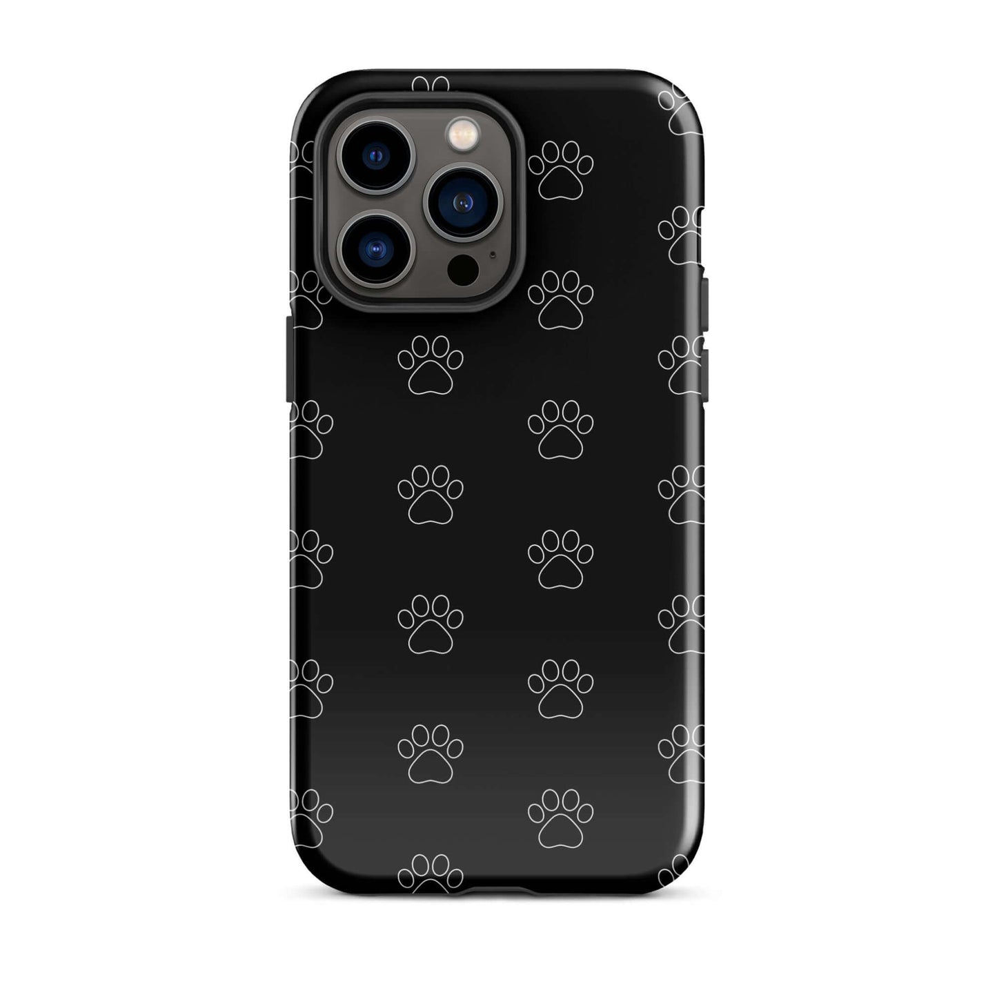 Phone Case for iPhone featuring a black paw print pattern, perfect for pet lovers.