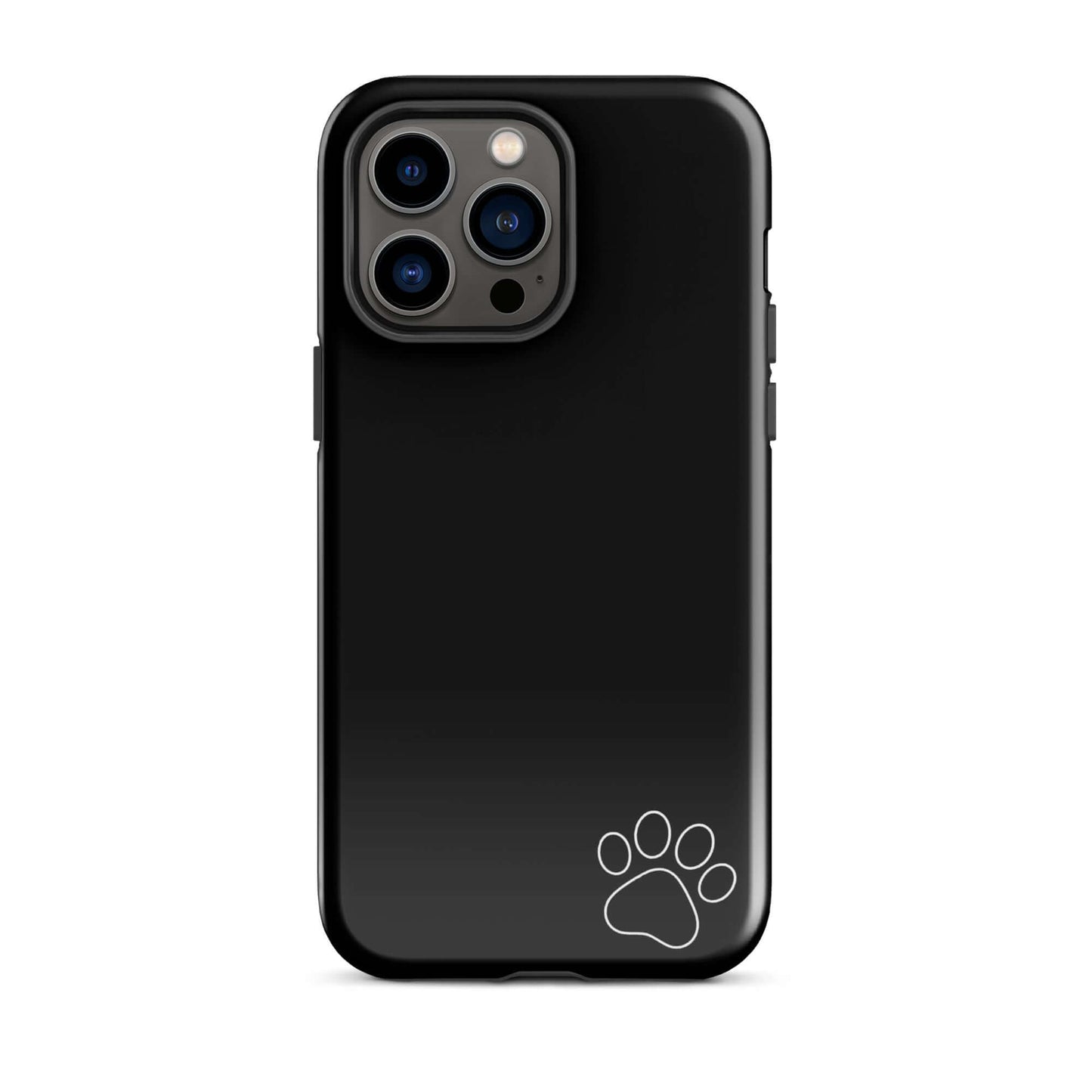 Phone Case for iPhone with black design and white paw print, offering a minimalist and tough style ideal for pet lovers.