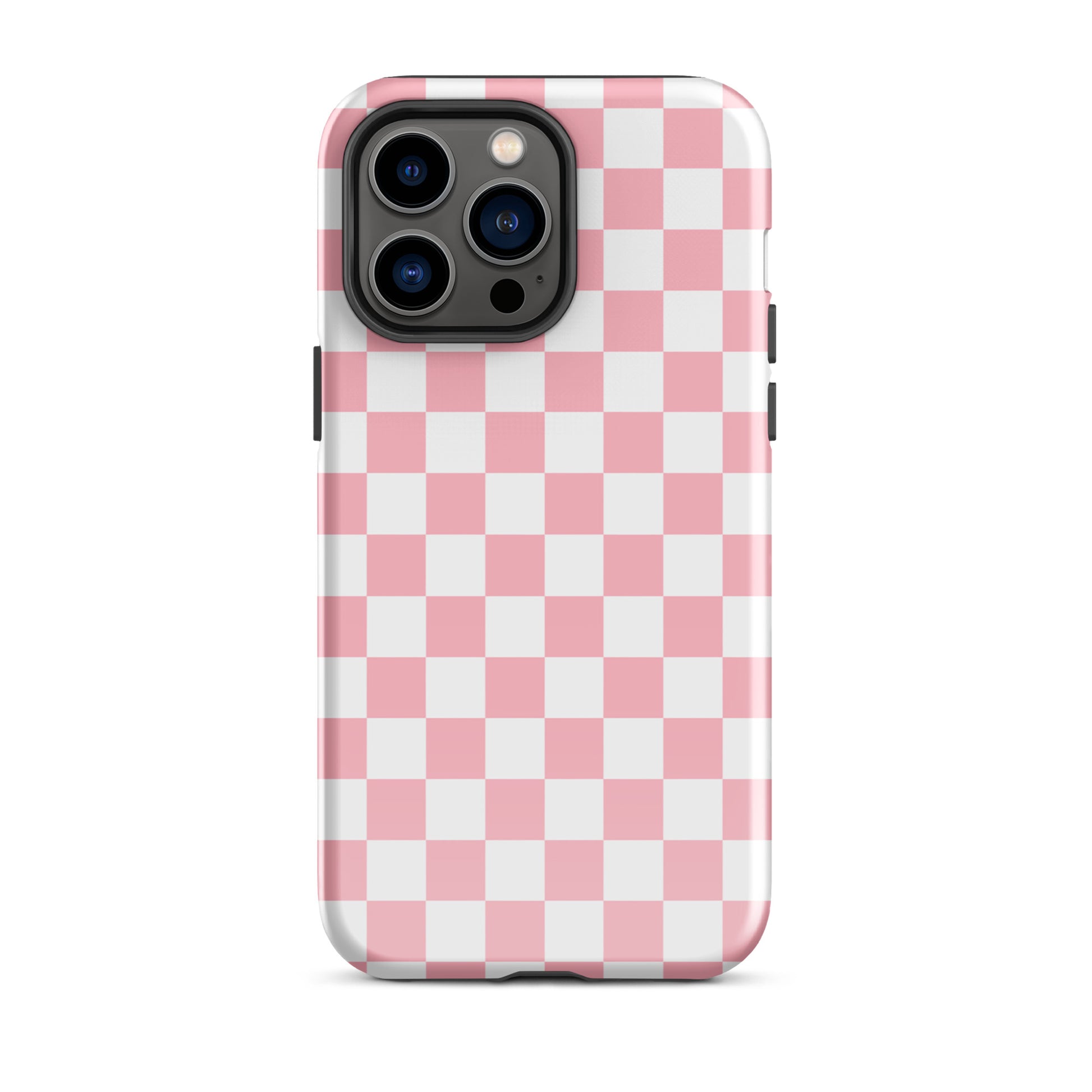 Phone Case for iPhone with playful pink and white checkered pattern, adding style and personality. Fashionable accessory for everyday use.