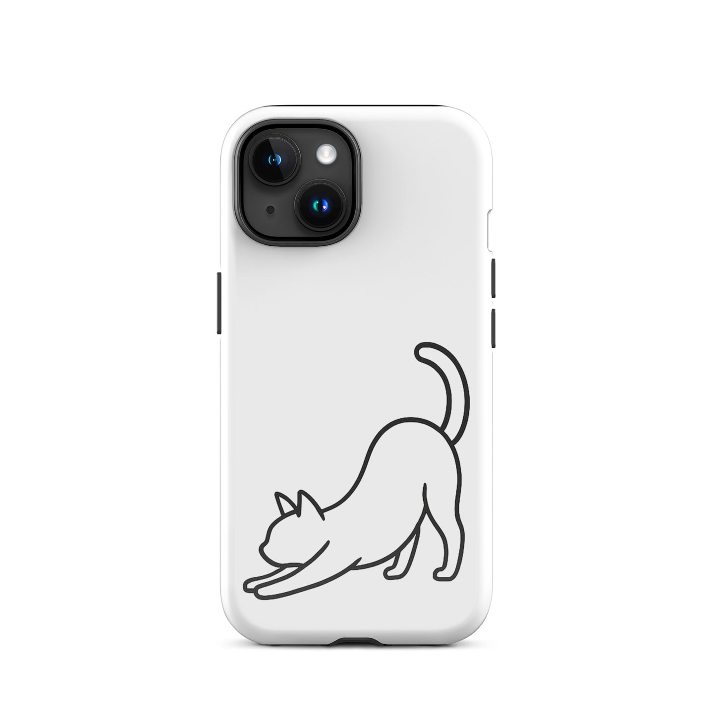 Phone Case featuring a minimalist stretching cat design for dual-layer protection.