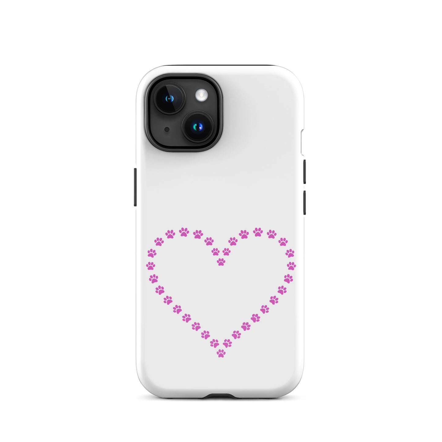 Phone Case for iPhone with cute paw print heart design for pet lovers.