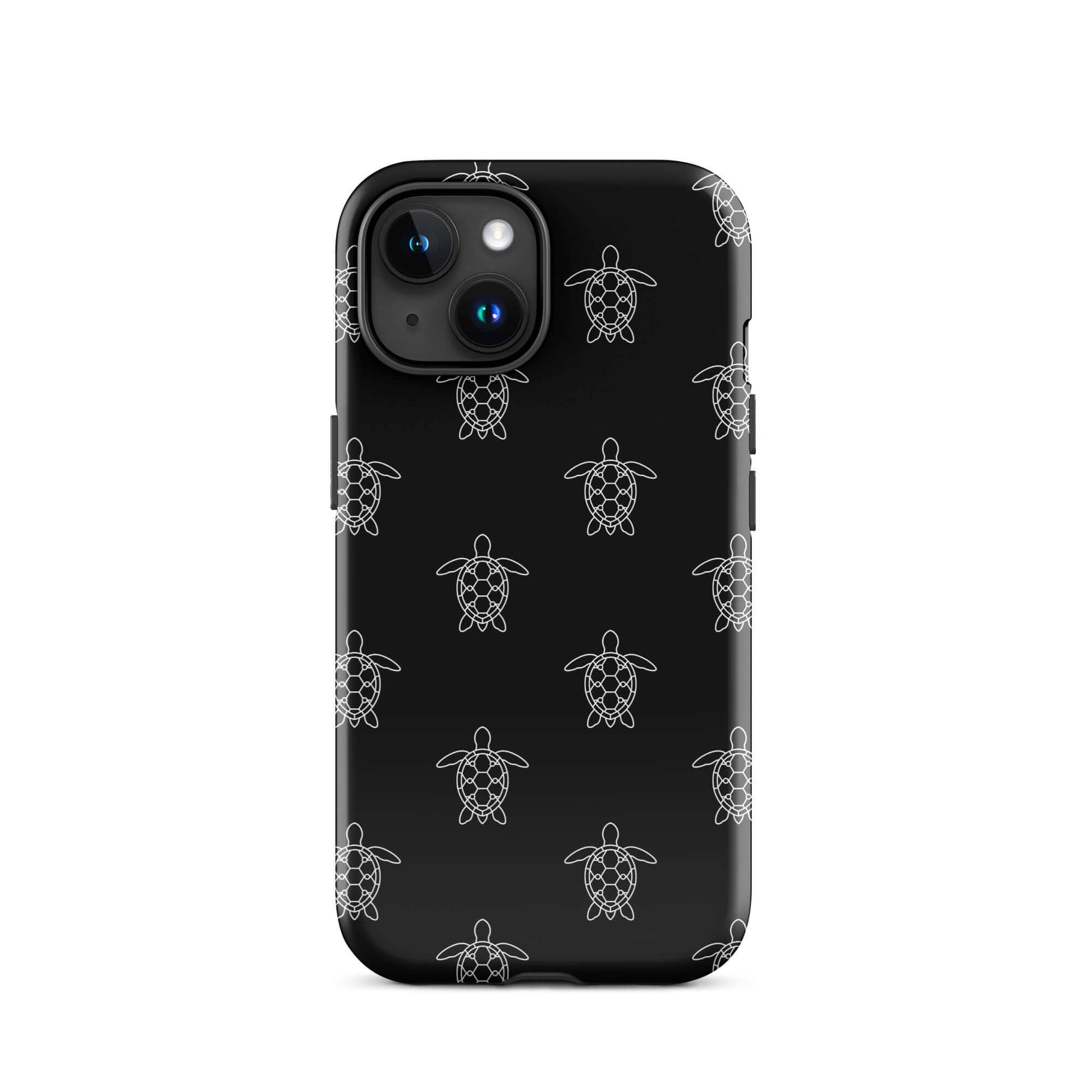 Phone Case featuring a minimalist sea turtle pattern on a sleek black background, perfect for ocean lovers.