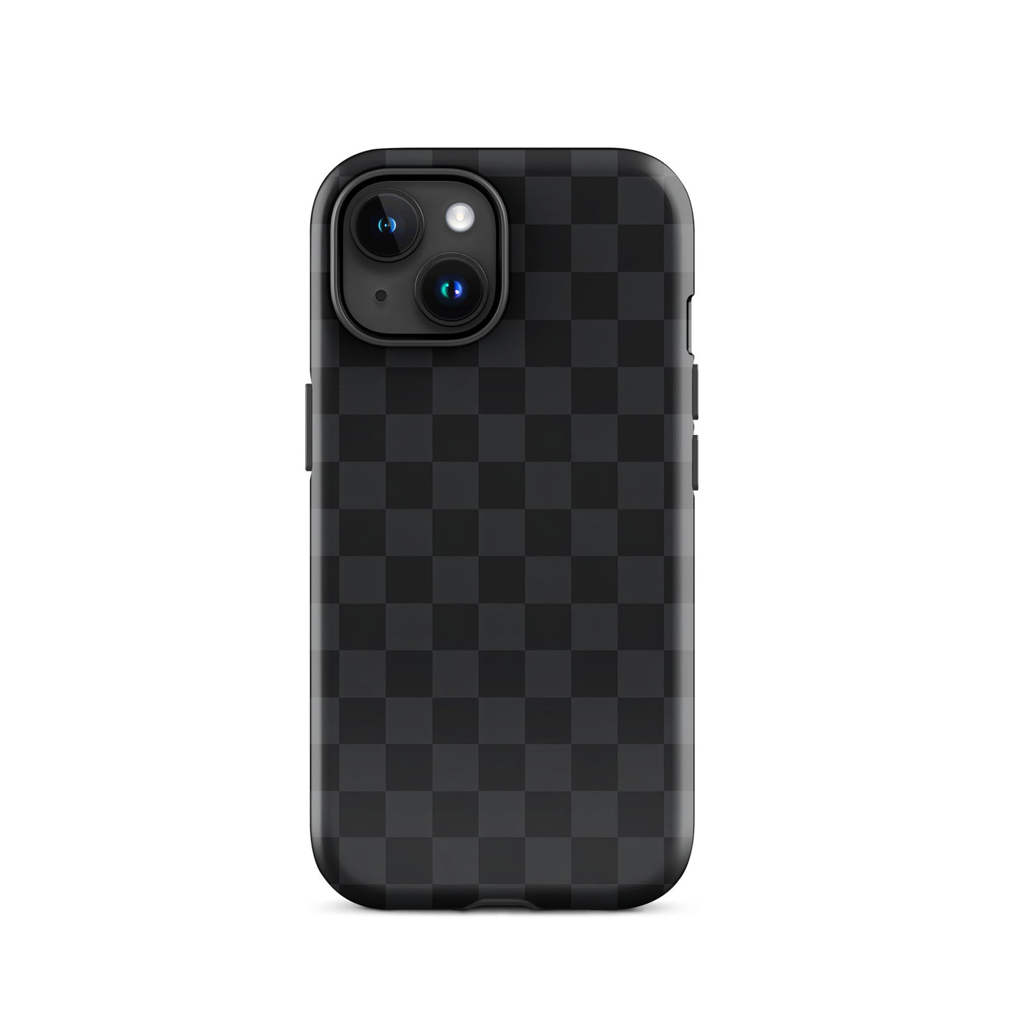 Black & charcoal checkered Phone Case for iPhone, modern minimalist design, sleek protection, sophistication for everyday carry.