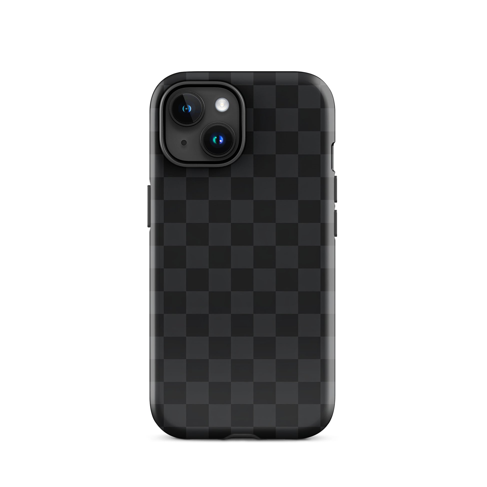 Black & charcoal checkered Phone Case for iPhone, modern minimalist design, sleek protection, sophistication for everyday carry.