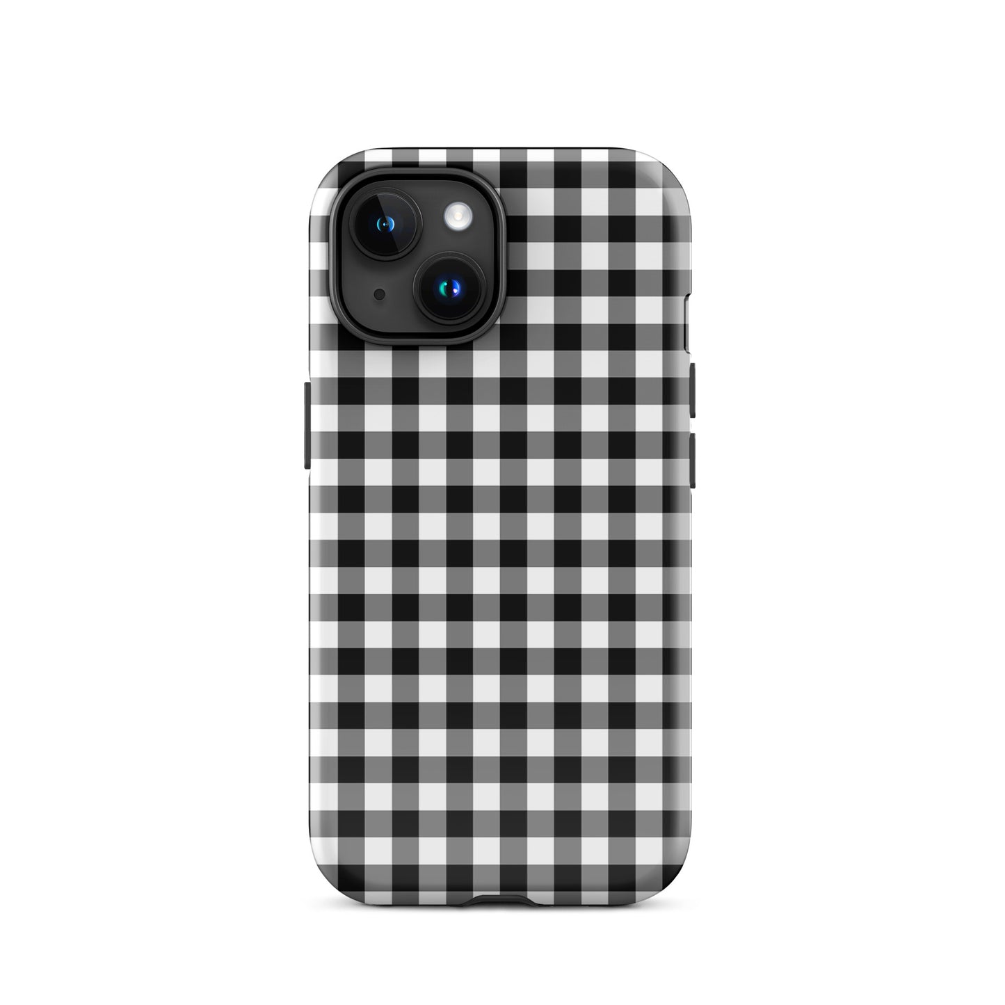 Phone Case with black-and-white gingham pattern for iPhone, combining style and protection, elevating your device to a chic accessory.