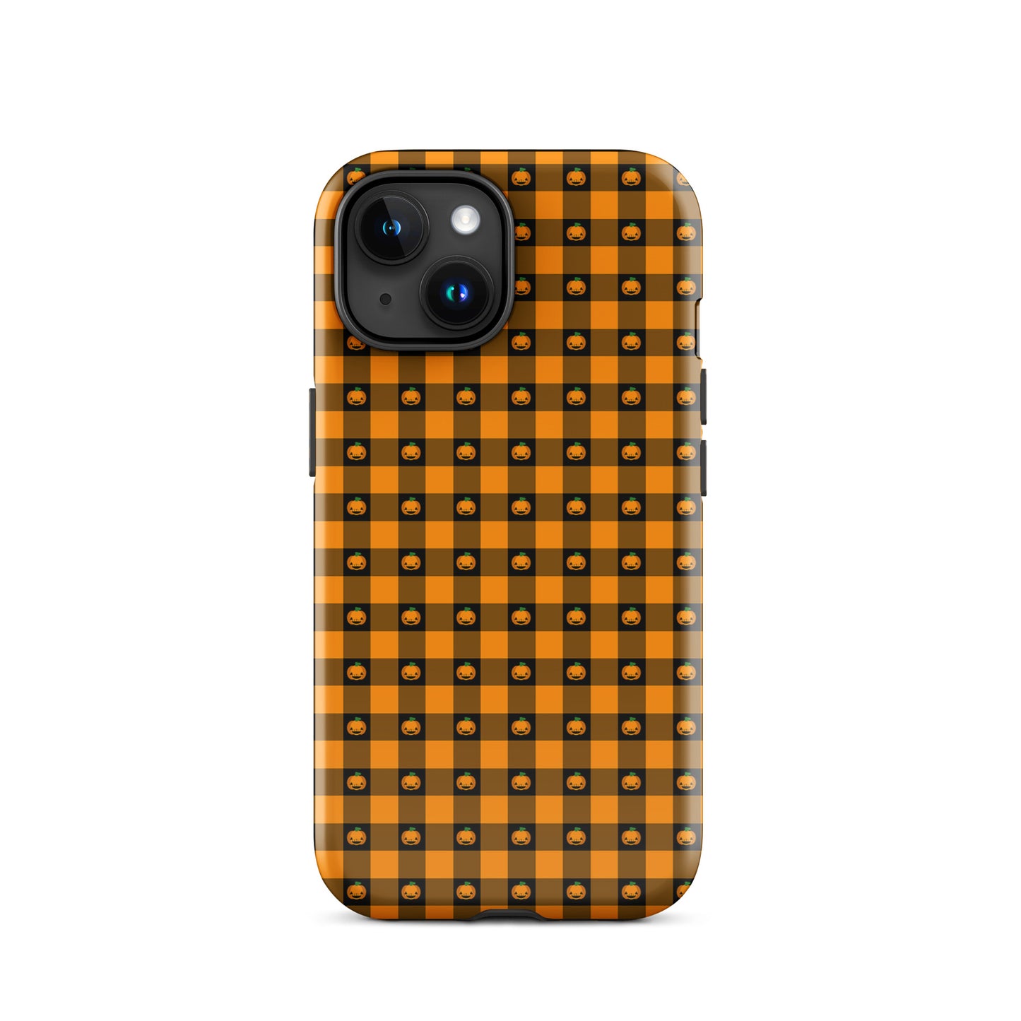 Phone Case for iPhone with Playful Pumpkin Gingham Halloween Design