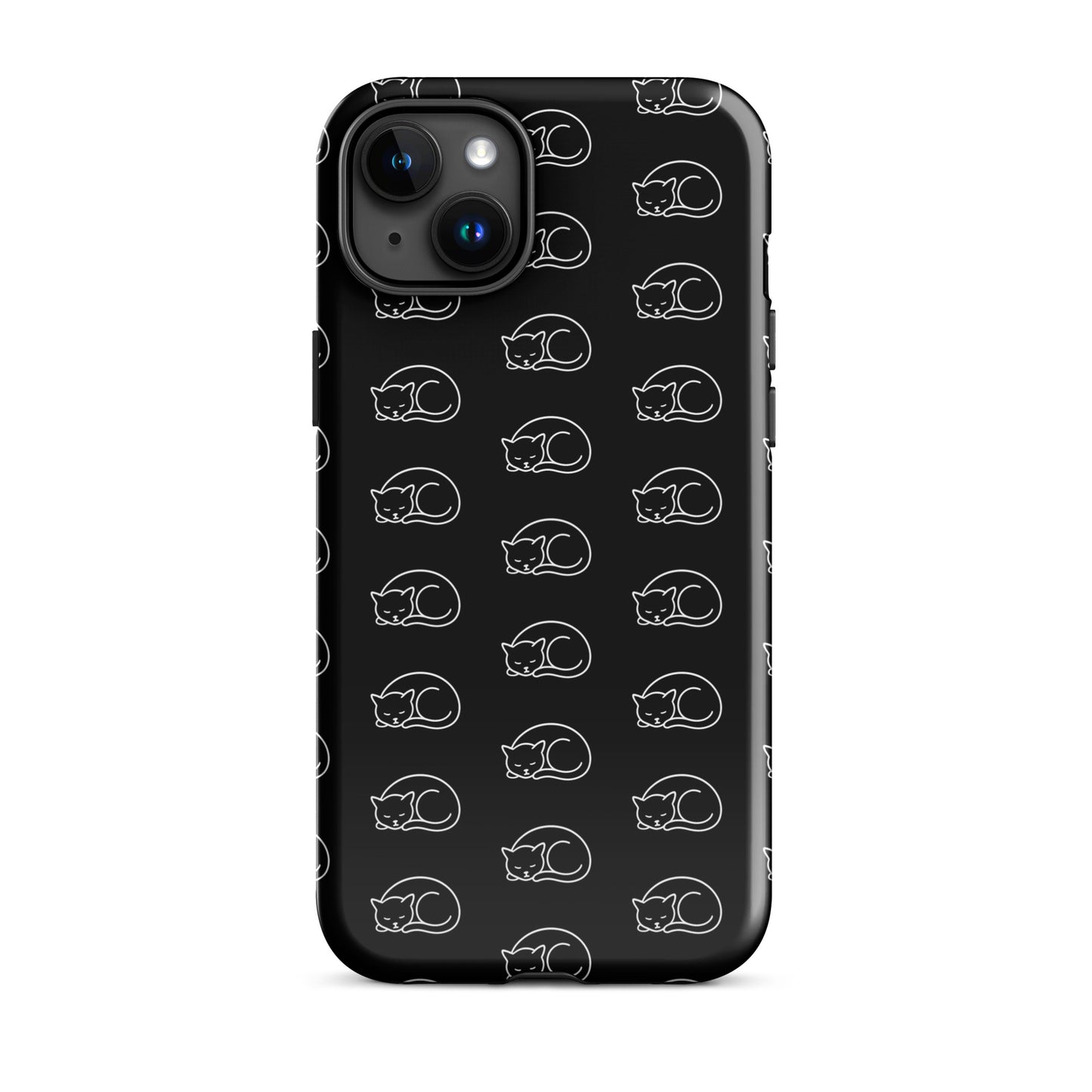Phone case featuring an adorable curled-up cat pattern for feline fans.