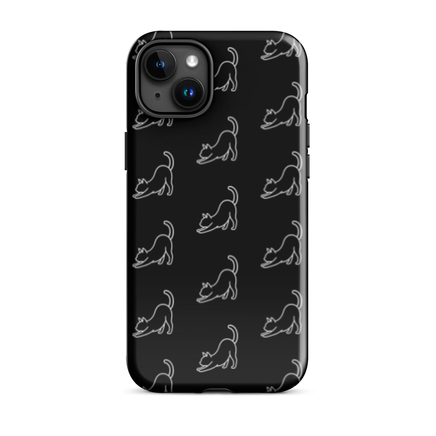 Phone Case featuring a minimalist stretching cat pattern, ideal for modern cat lovers.