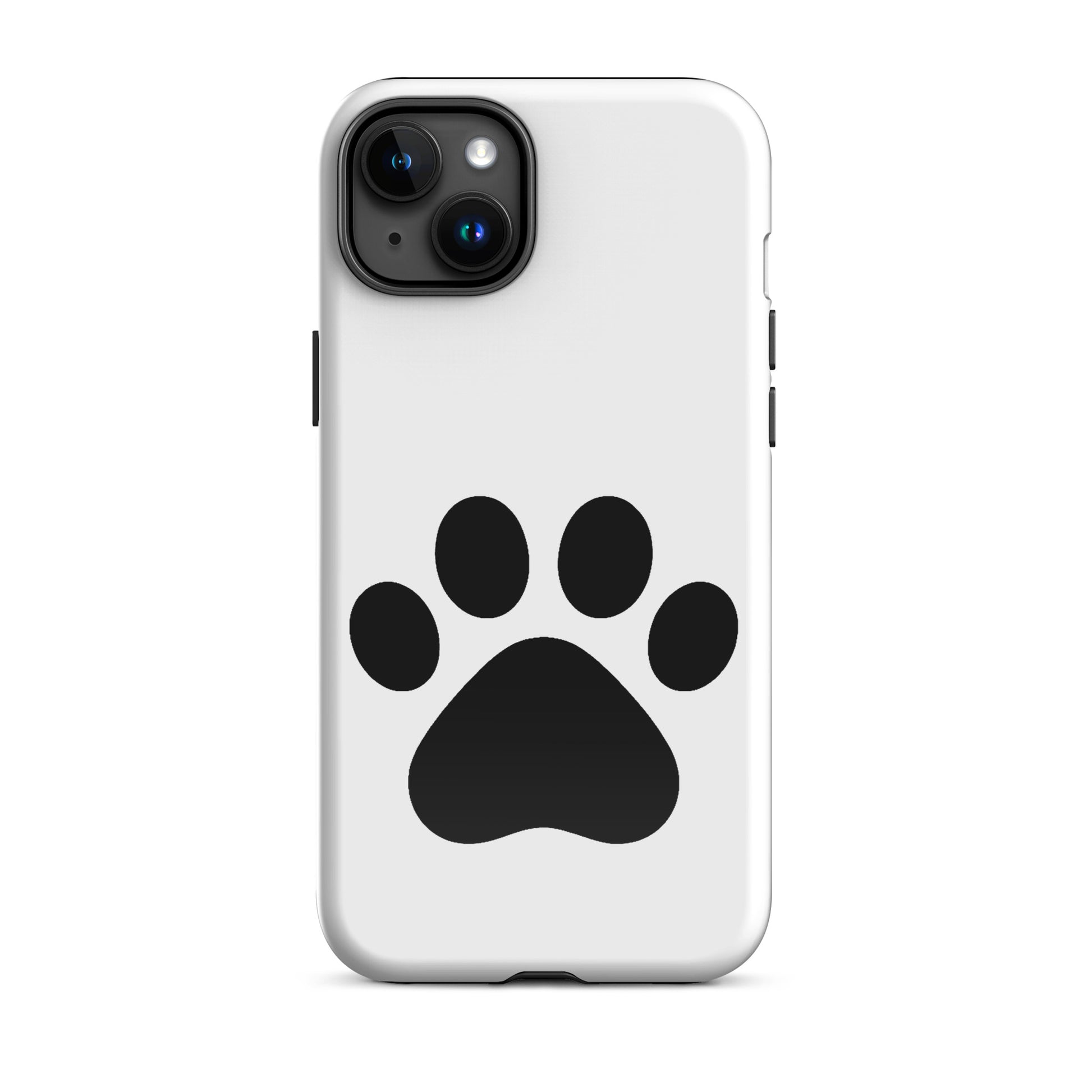 Phone Case for iPhone featuring a minimalist black paw print design.