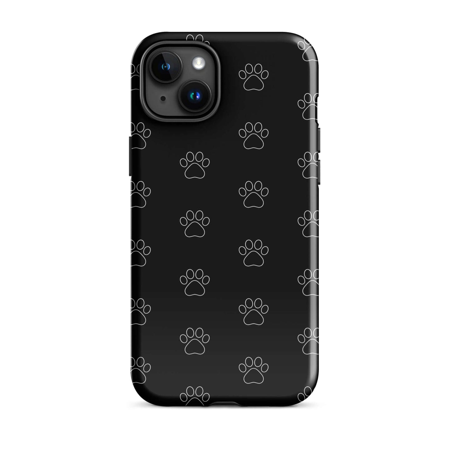 Phone Case for iPhone featuring a playful paw print pattern in black, perfect for pet lovers.