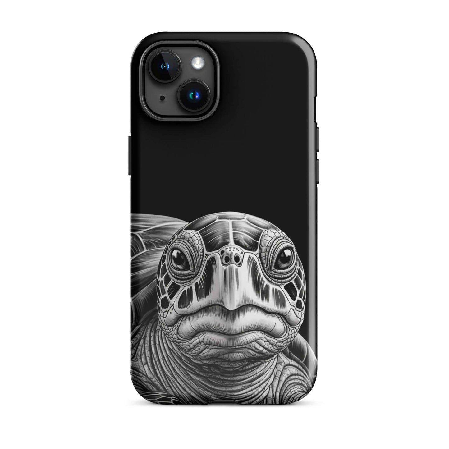 Phone Case for iPhone with ancient sea turtle art design, featuring a black-and-white pencil sketch for timeless protection.