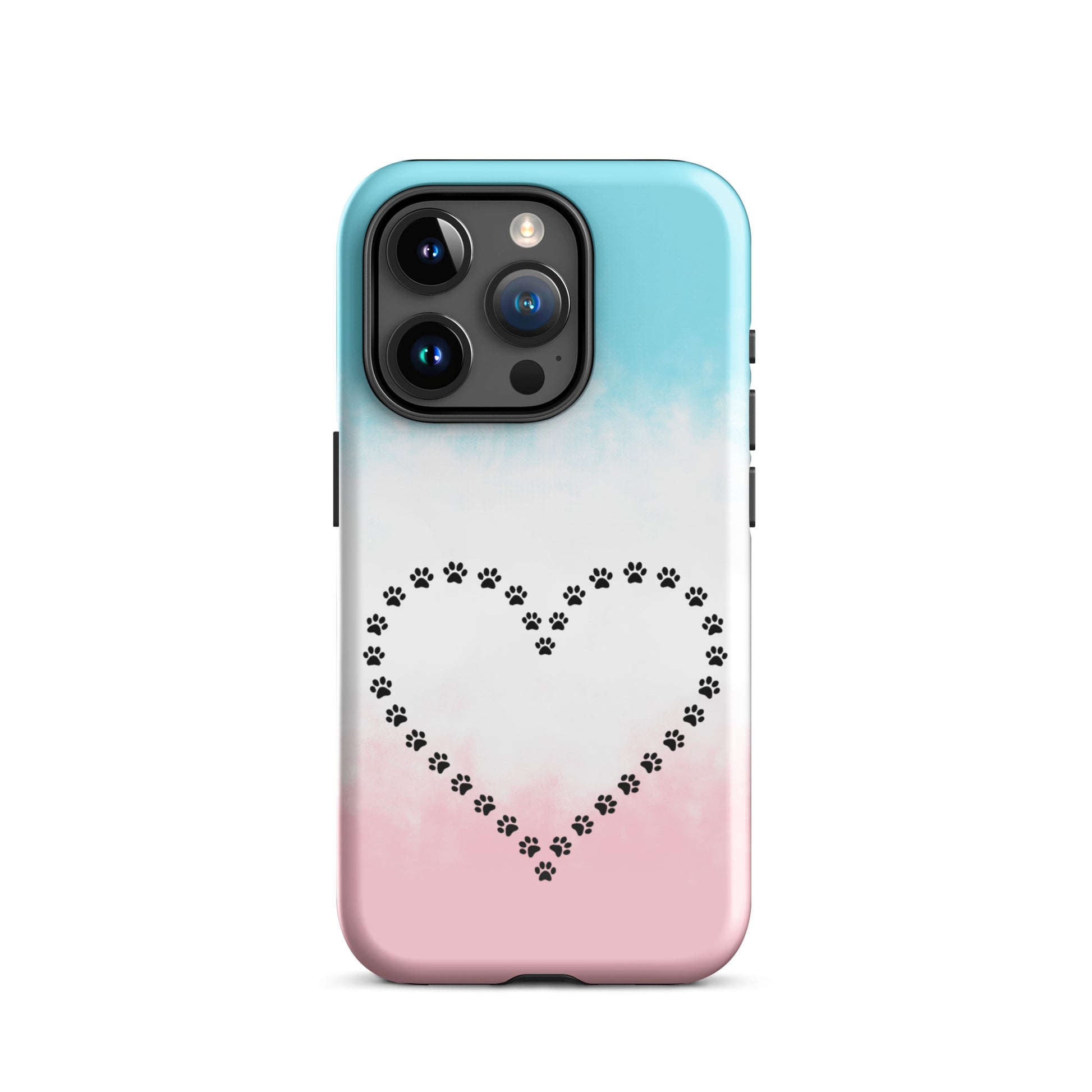 Phone Case for iPhone featuring a paw print heart design in pastel colors, perfect for pet lovers.