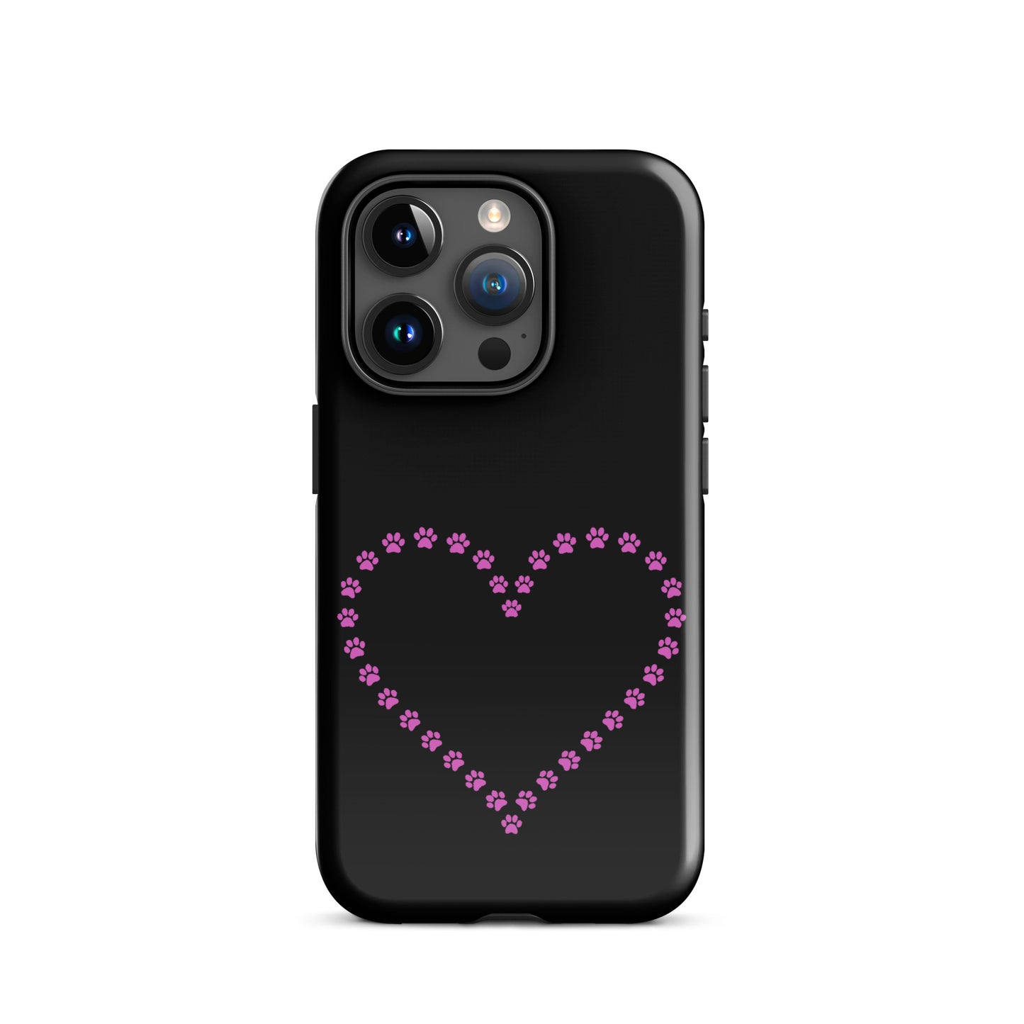 Phone Case for iPhone featuring cute paw print heart design, perfect for pet lovers.