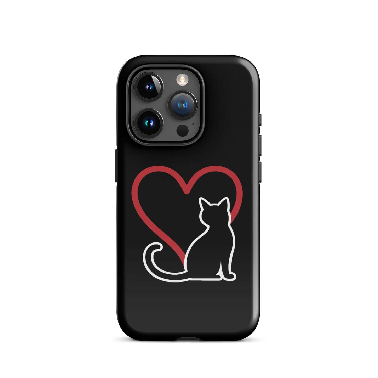 Phone Case for iPhone featuring a minimalist cat design and heart, perfect for cat lovers.