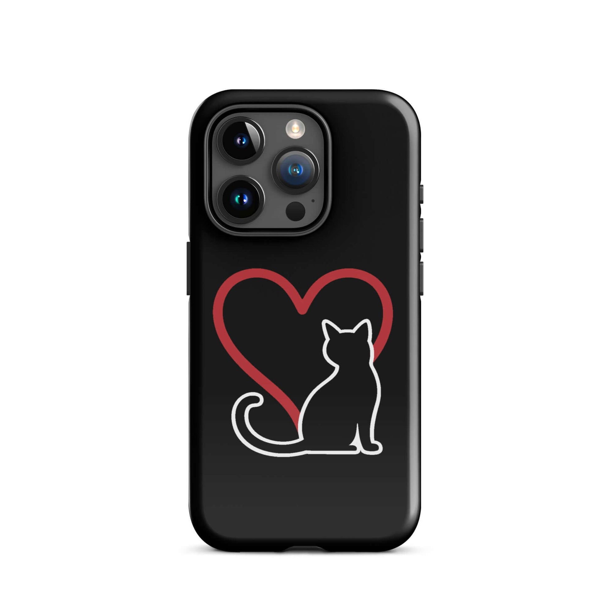 Phone Case for iPhone featuring a minimalist cat design and heart, perfect for cat lovers.