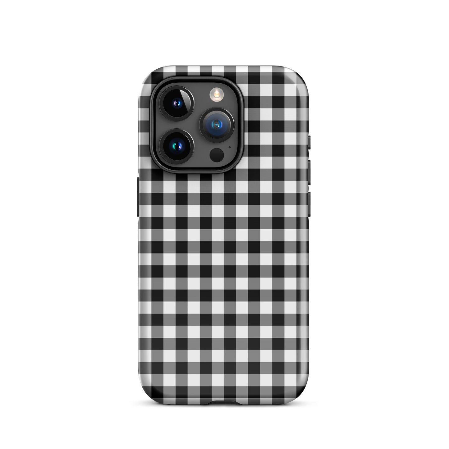 Phone Case for iPhone with black and white gingham pattern offering style and protection