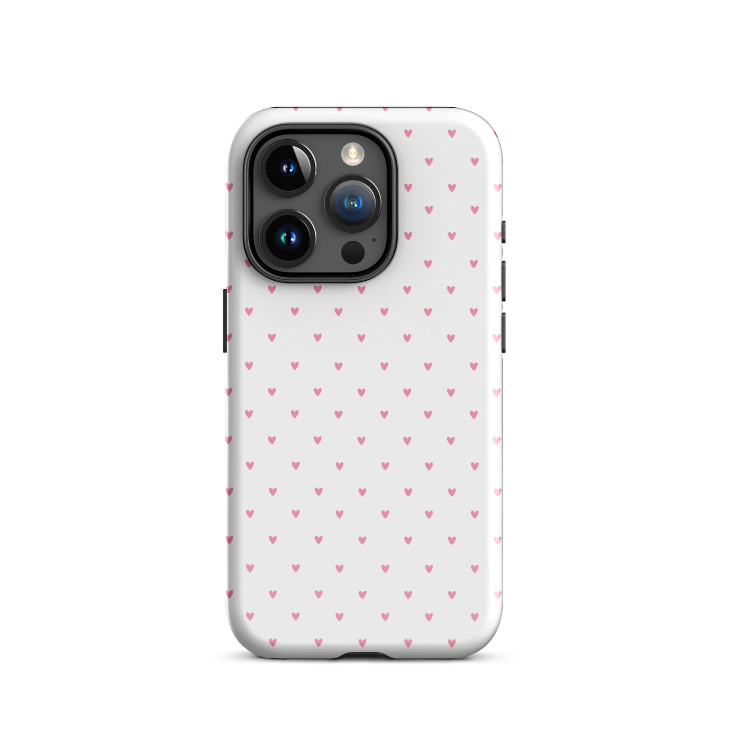 Phone Case with heart-dot pattern, playful polka-dot style on white background for iPhone, cute and stylish design