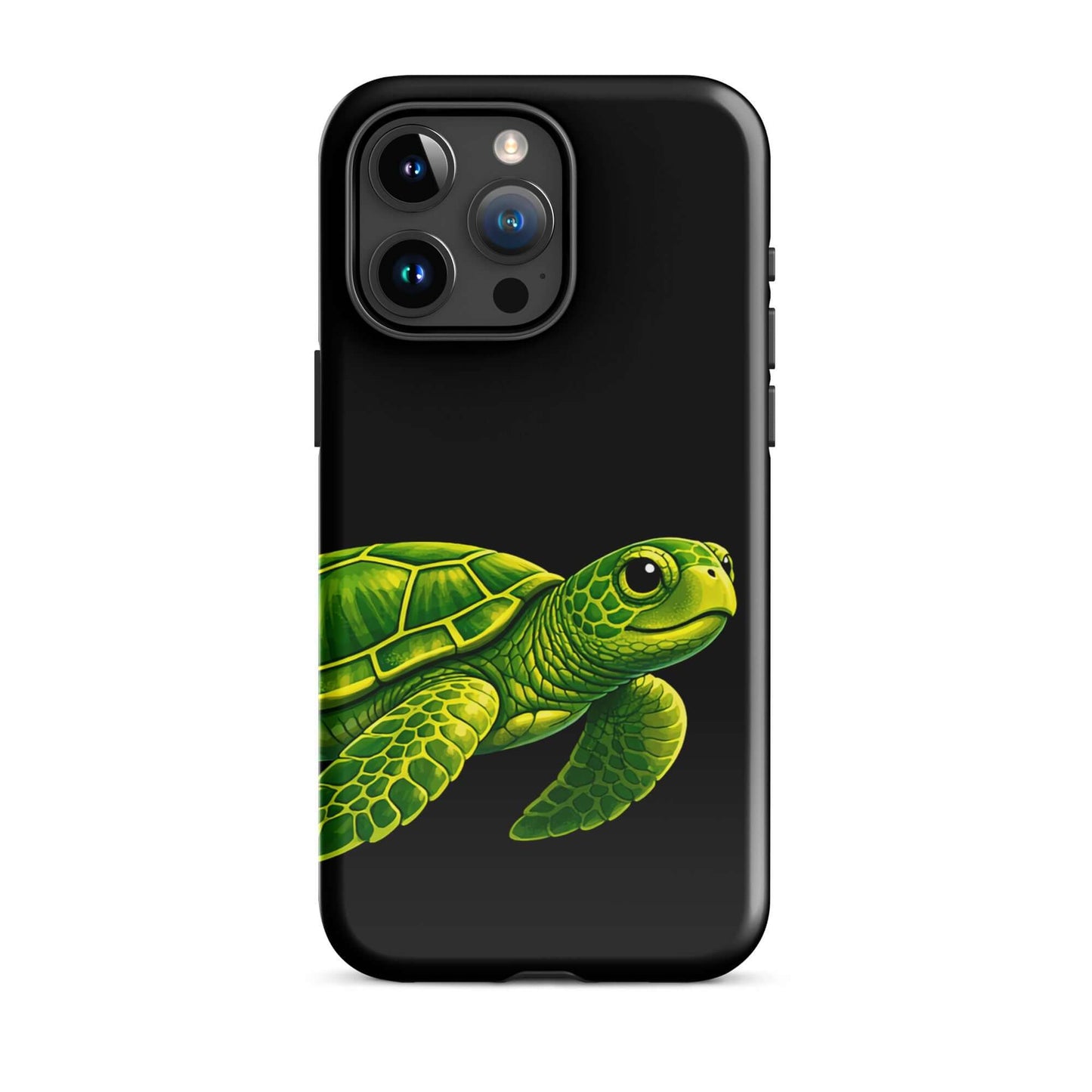 Phone Case featuring vibrant sea turtle design on a sleek black background for iPhone.